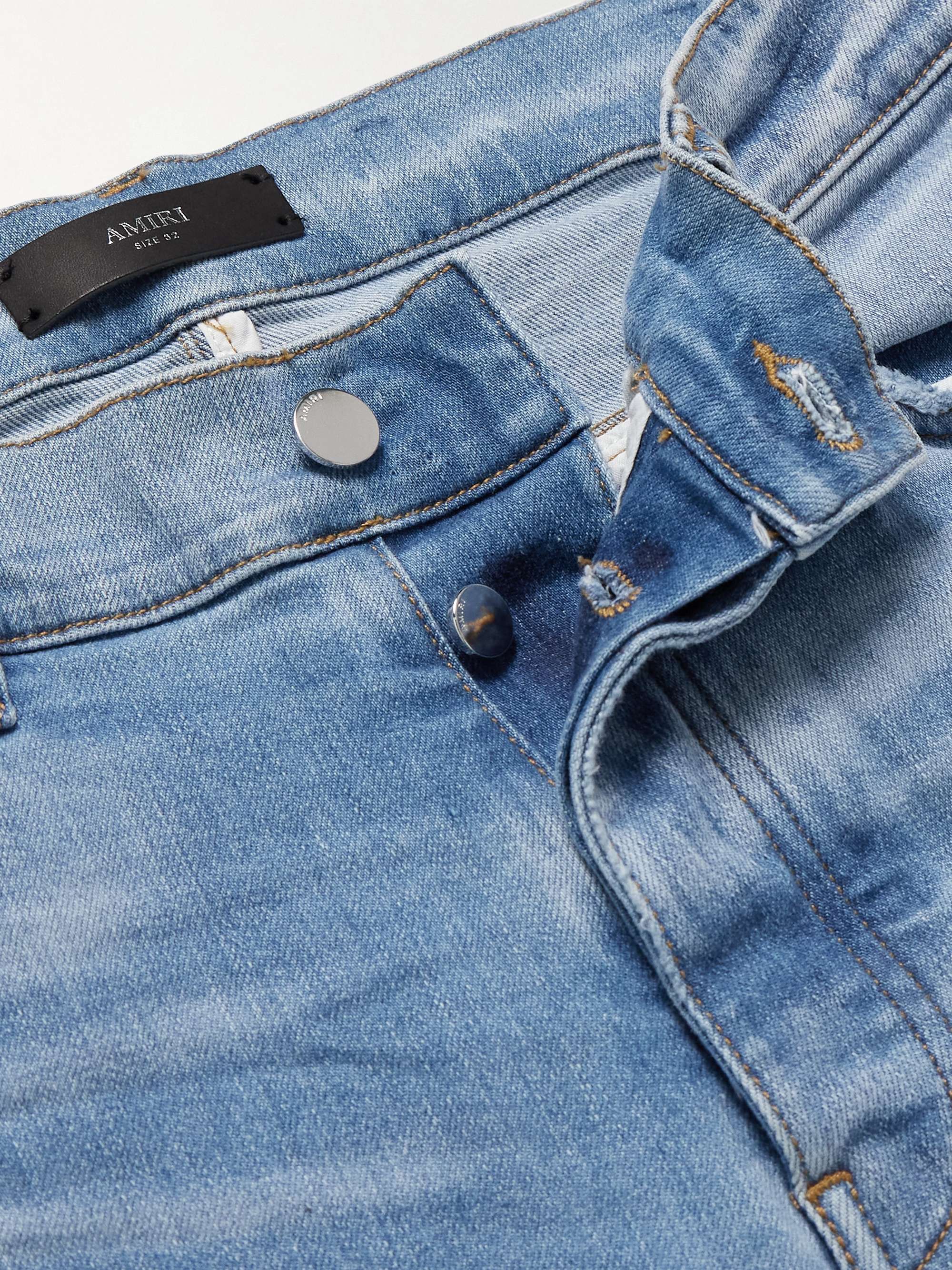 MX1 Slim-Fit Straight-Leg Panelled Distressed Paint-Splattered Jeans view