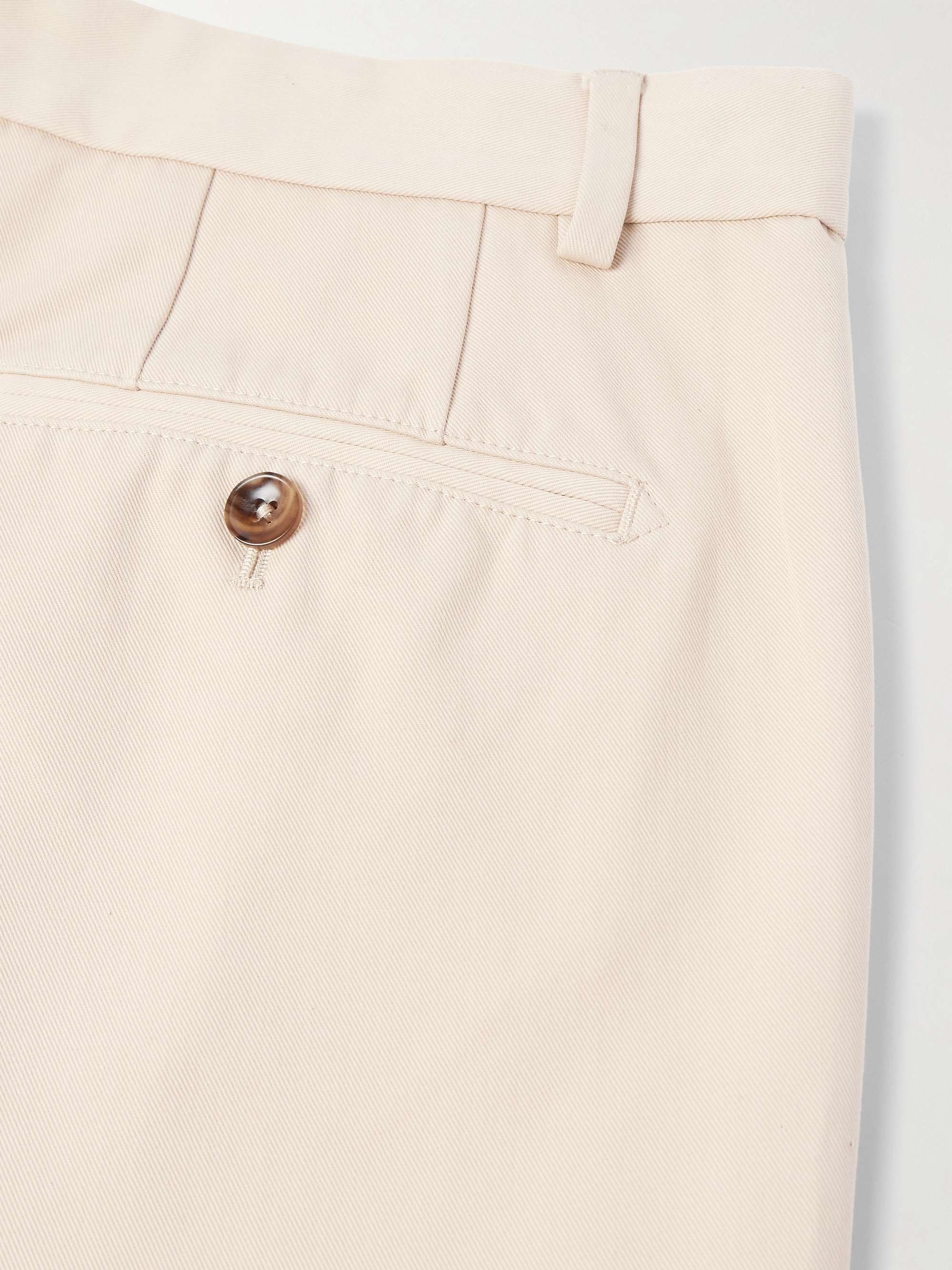 Straight-Leg Pleated Cotton-Gabardine Trousers view