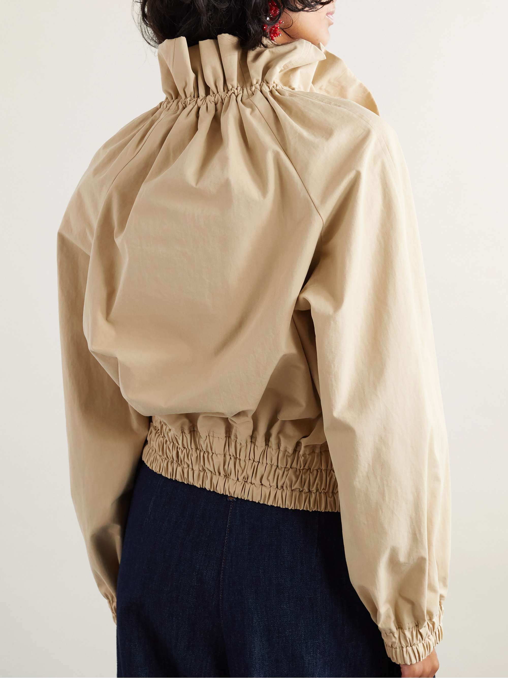 Cropped ruffled cotton-canvas jacket view