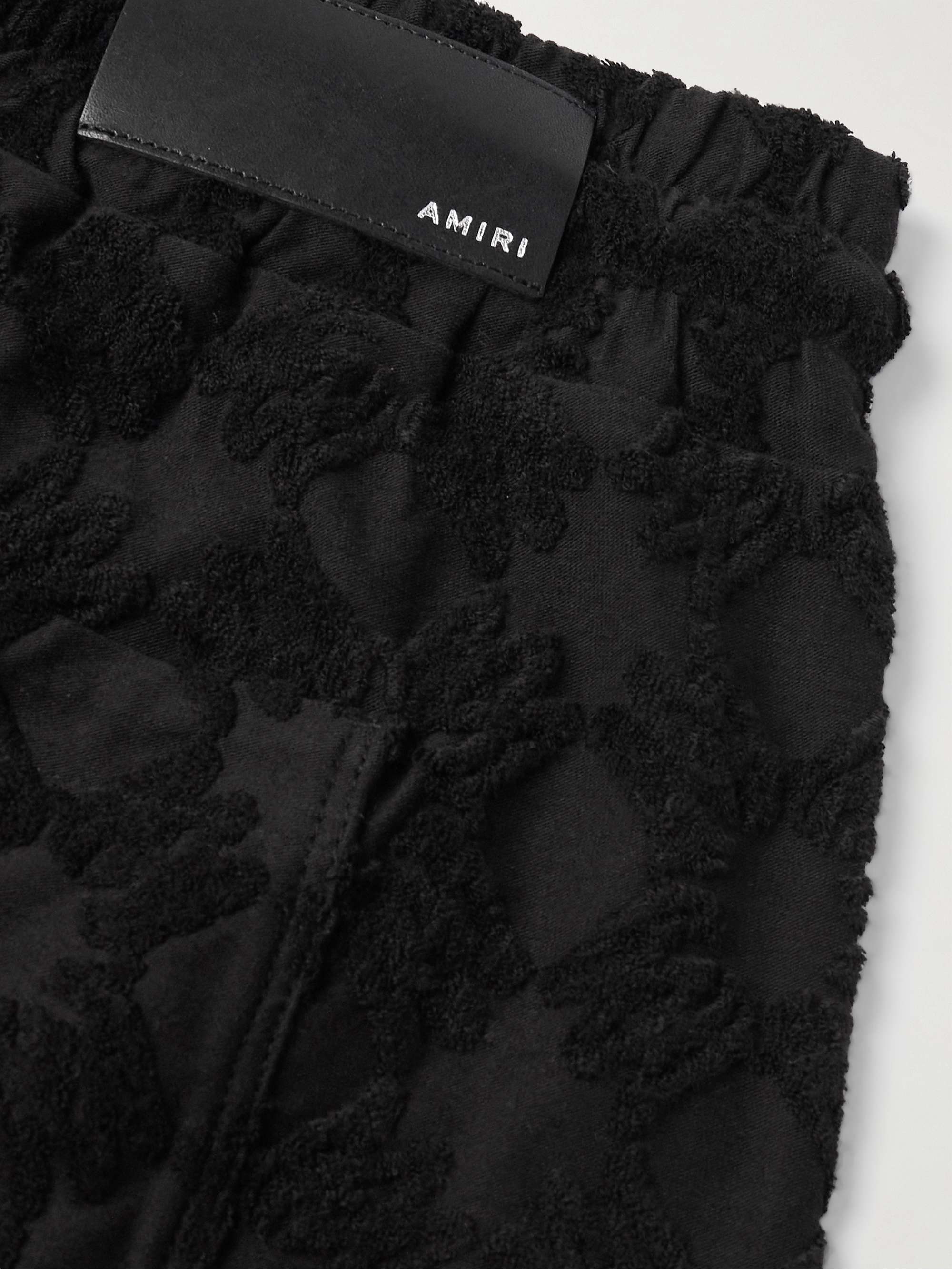 Straight-Leg Logo-Embroidered Cotton-Blend Terry-Jacquard Drawstring Shorts view