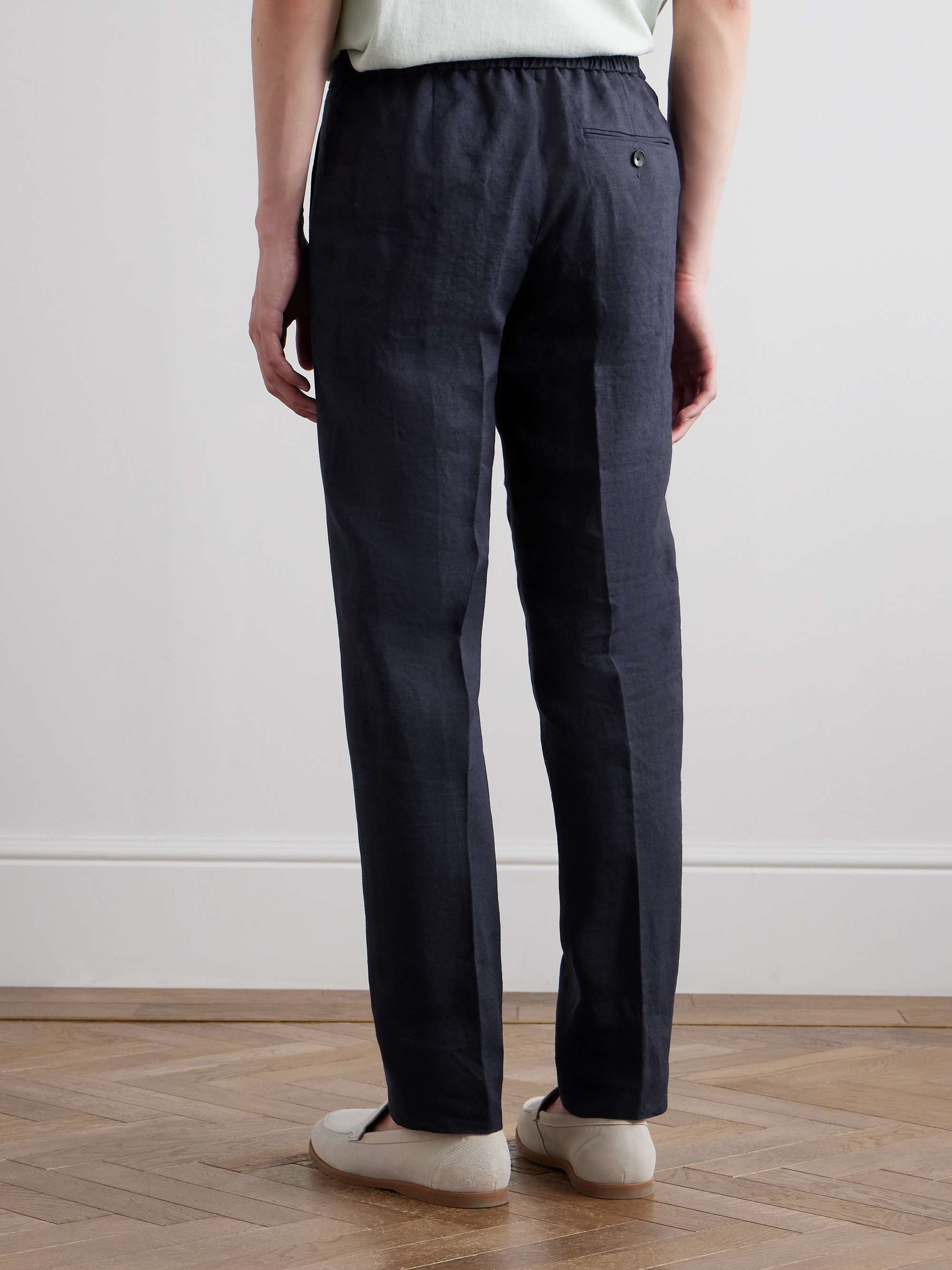 James Straight-Leg Linen Drawstring Trousers view