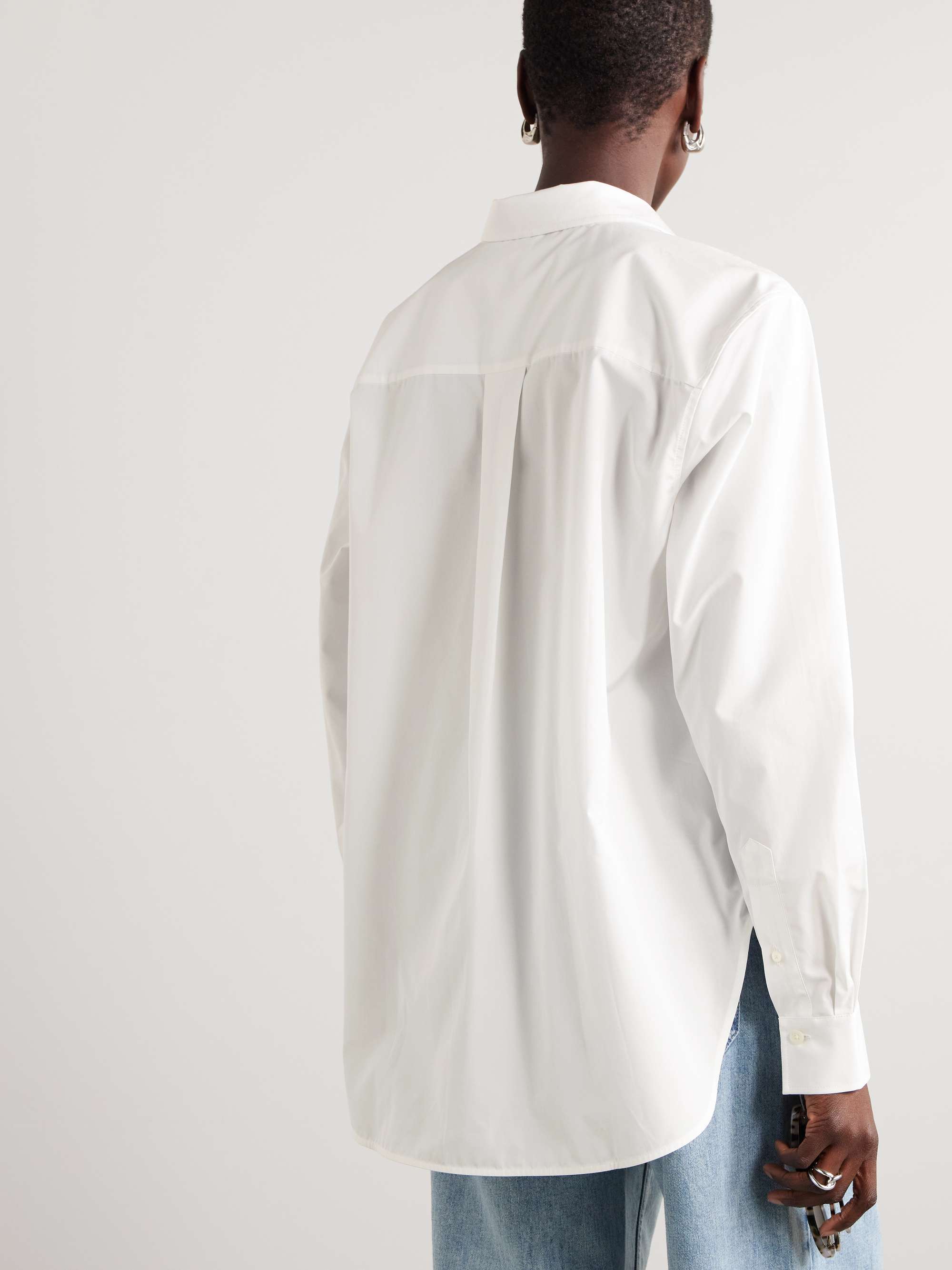Oversized embroidered organic cotton-poplin shirt view