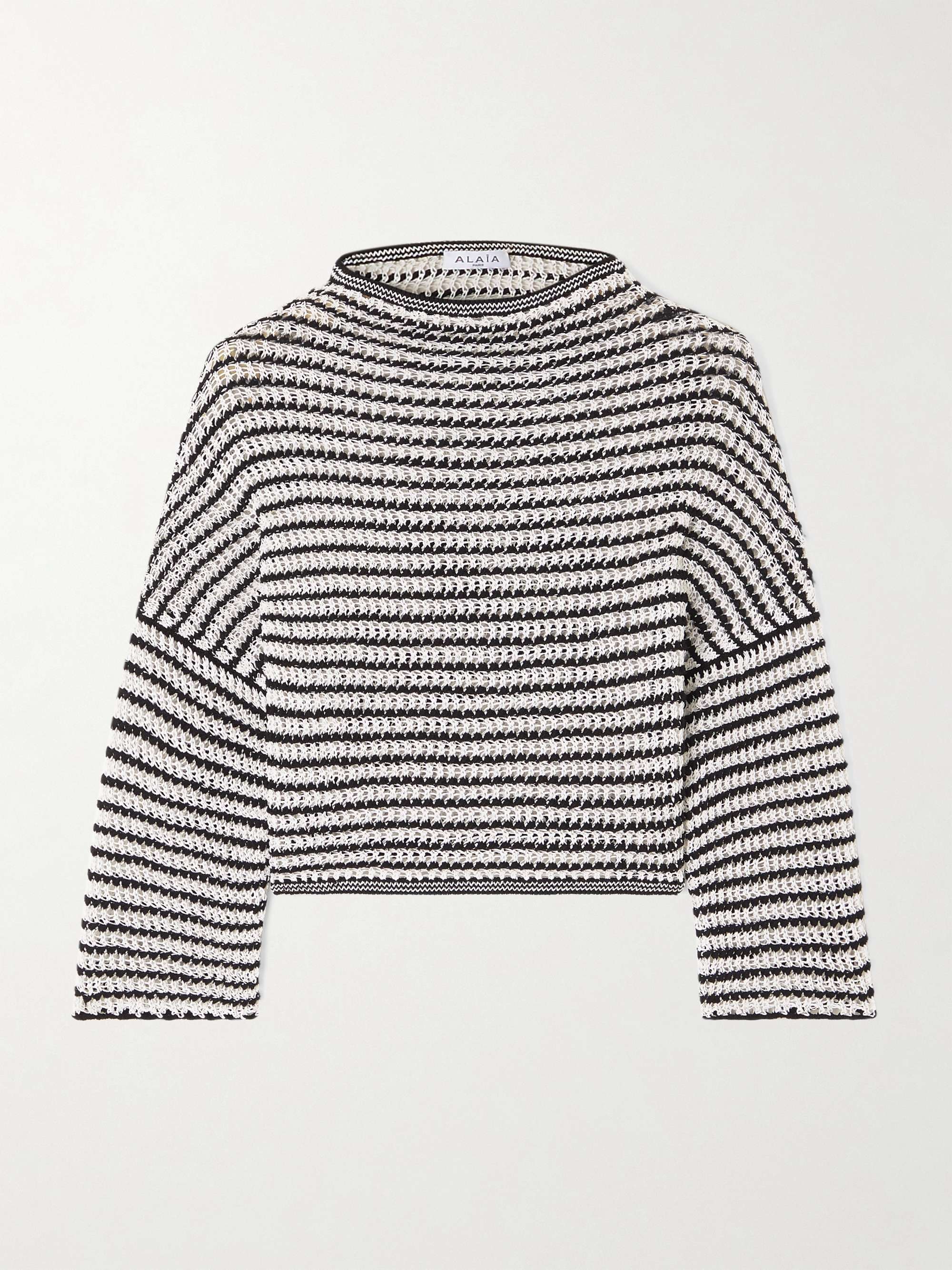Cropped striped open-knit top view