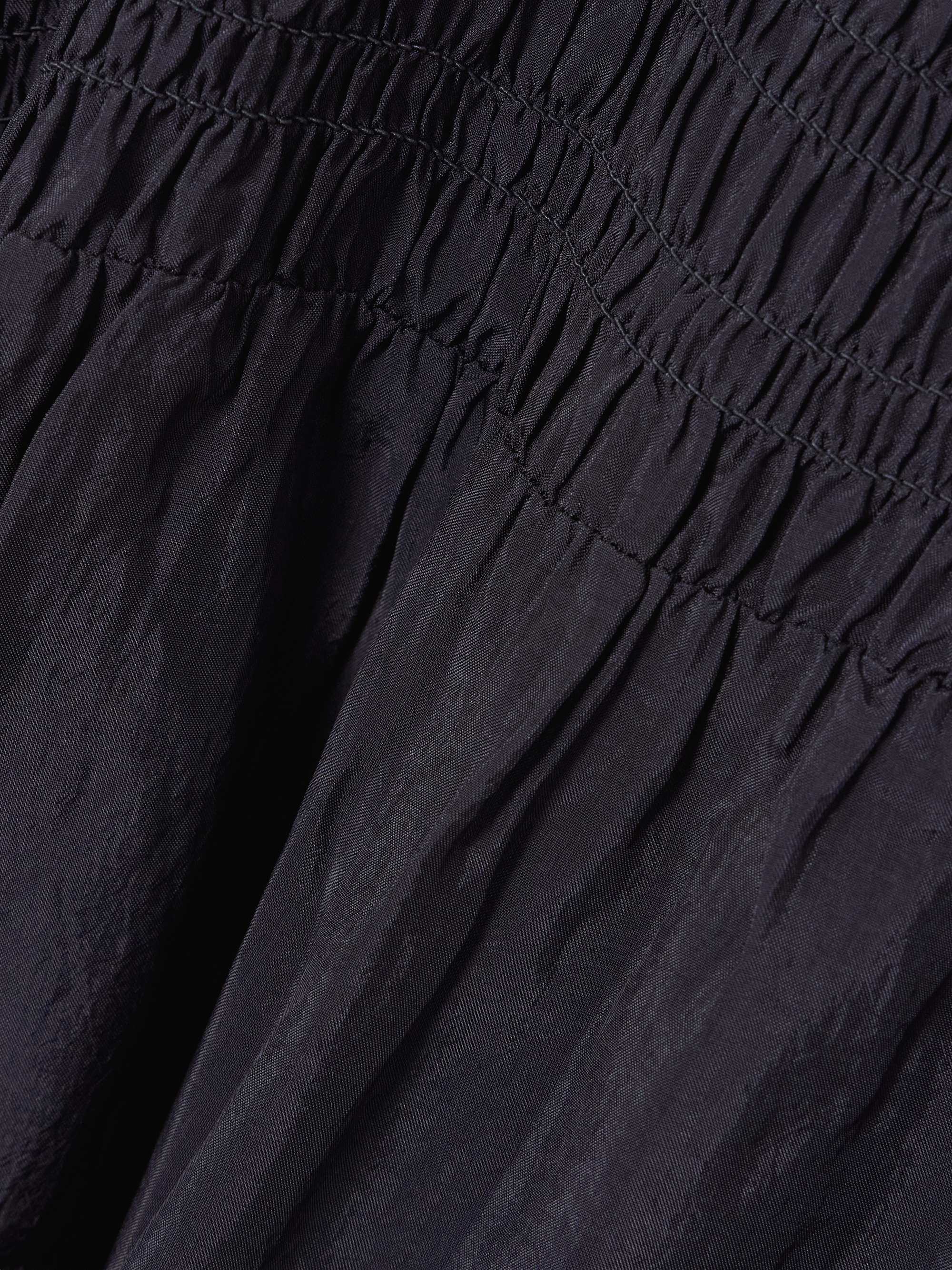 Tie-detailed smocked habotai midi dress view