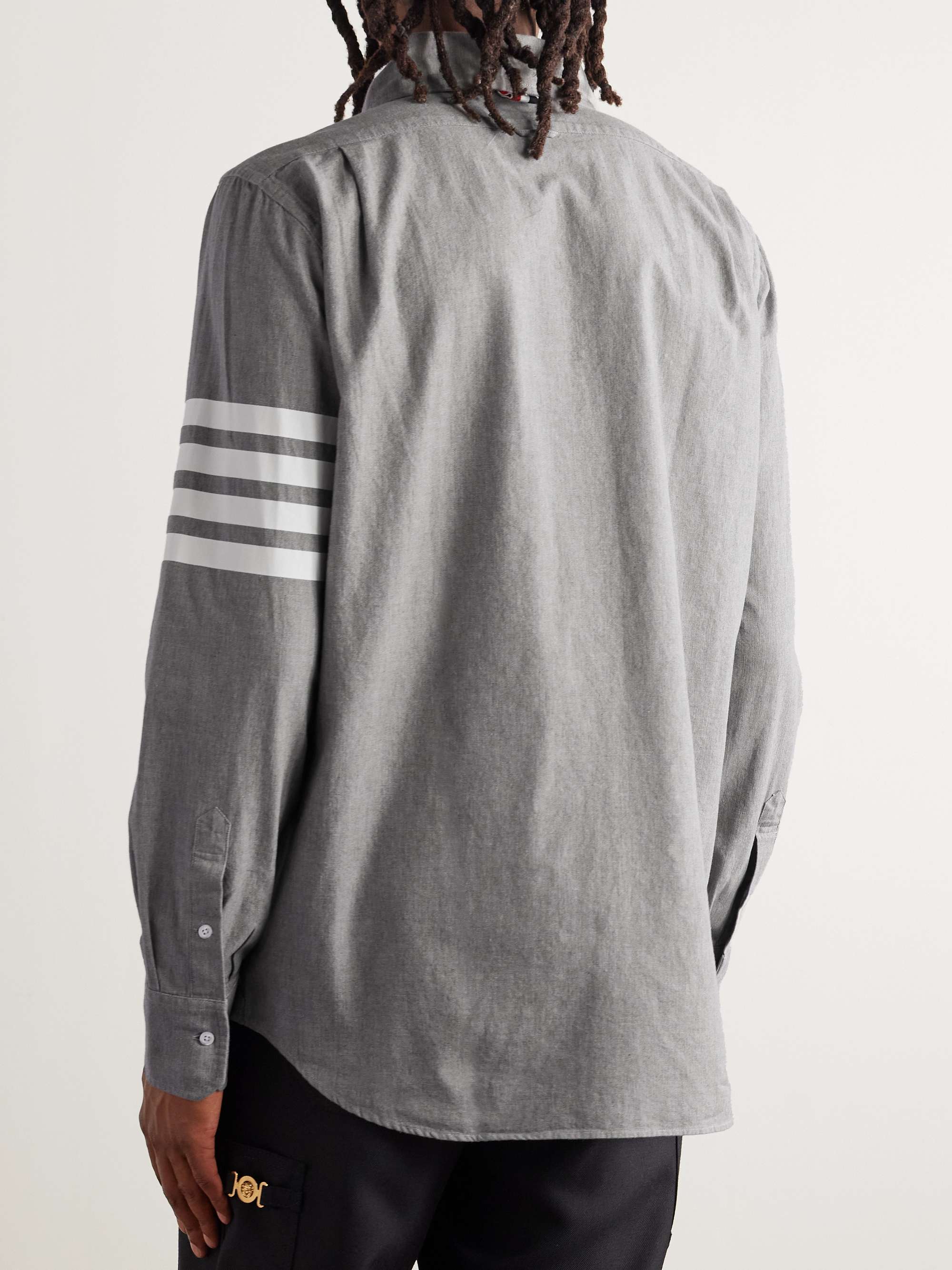 Button-Down Collar Striped Cotton-Chambray Shirt view