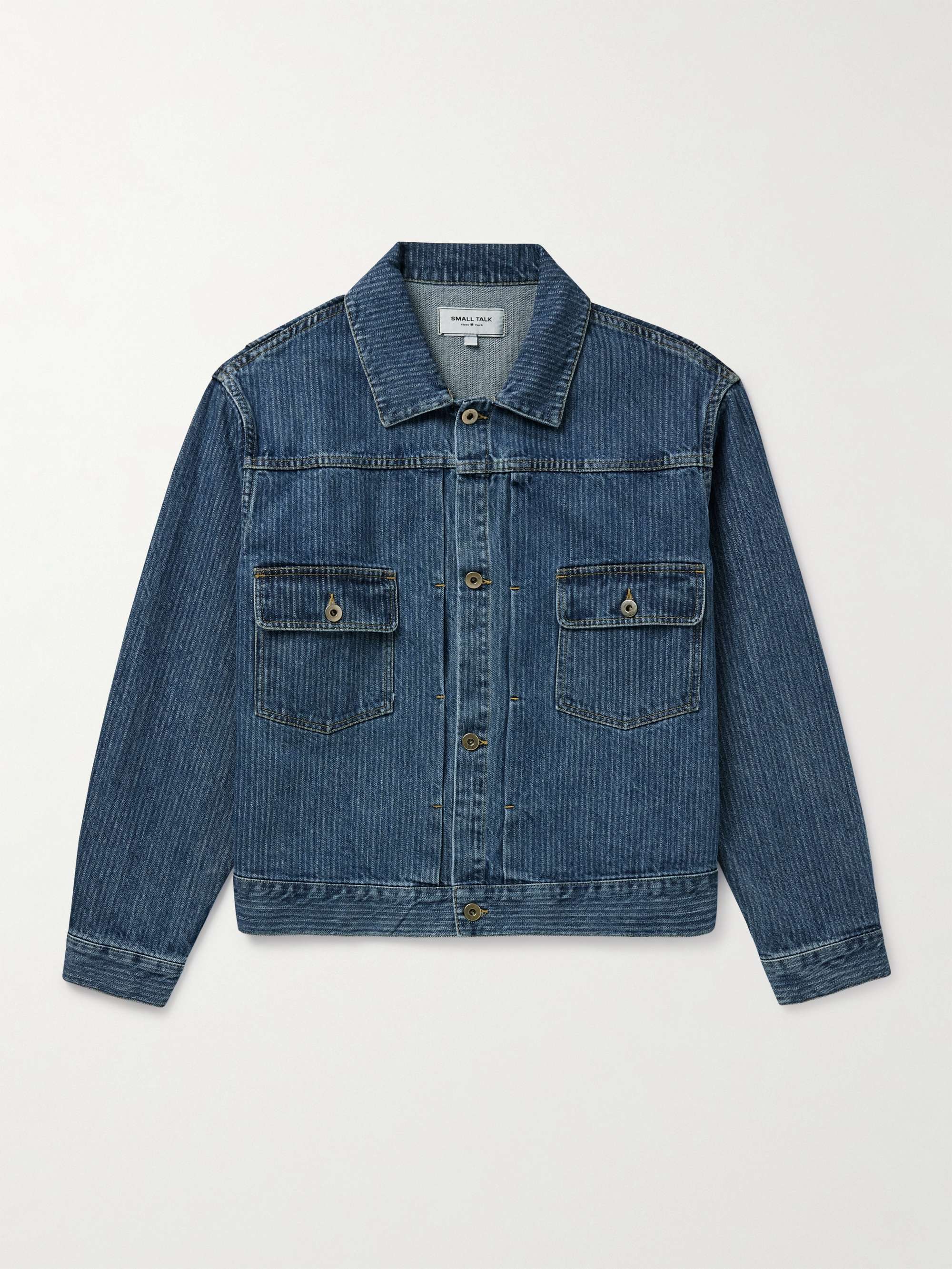 Striped Denim-Jacquard Trucker Jacket view