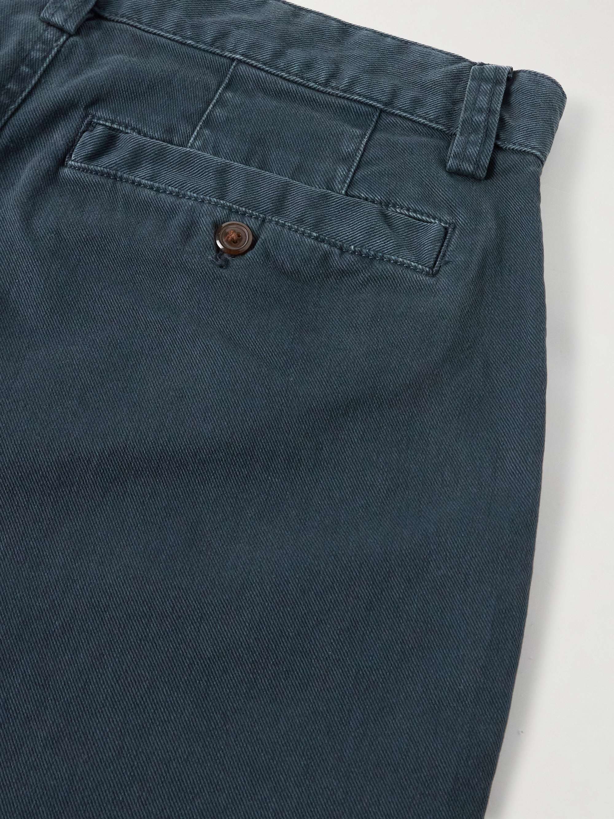 Straight-Leg Garment-Dyed Stretch-Cotton Twill Trousers view