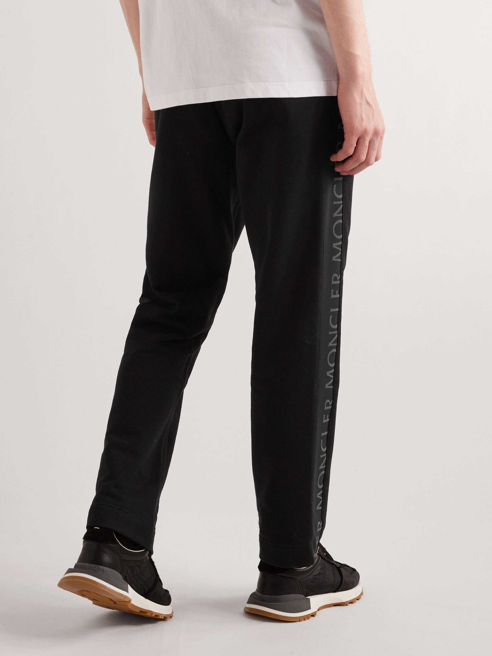 Slim-Fit Logo-Print Shell-Trimmed Cotton-Jersey Sweatpants view