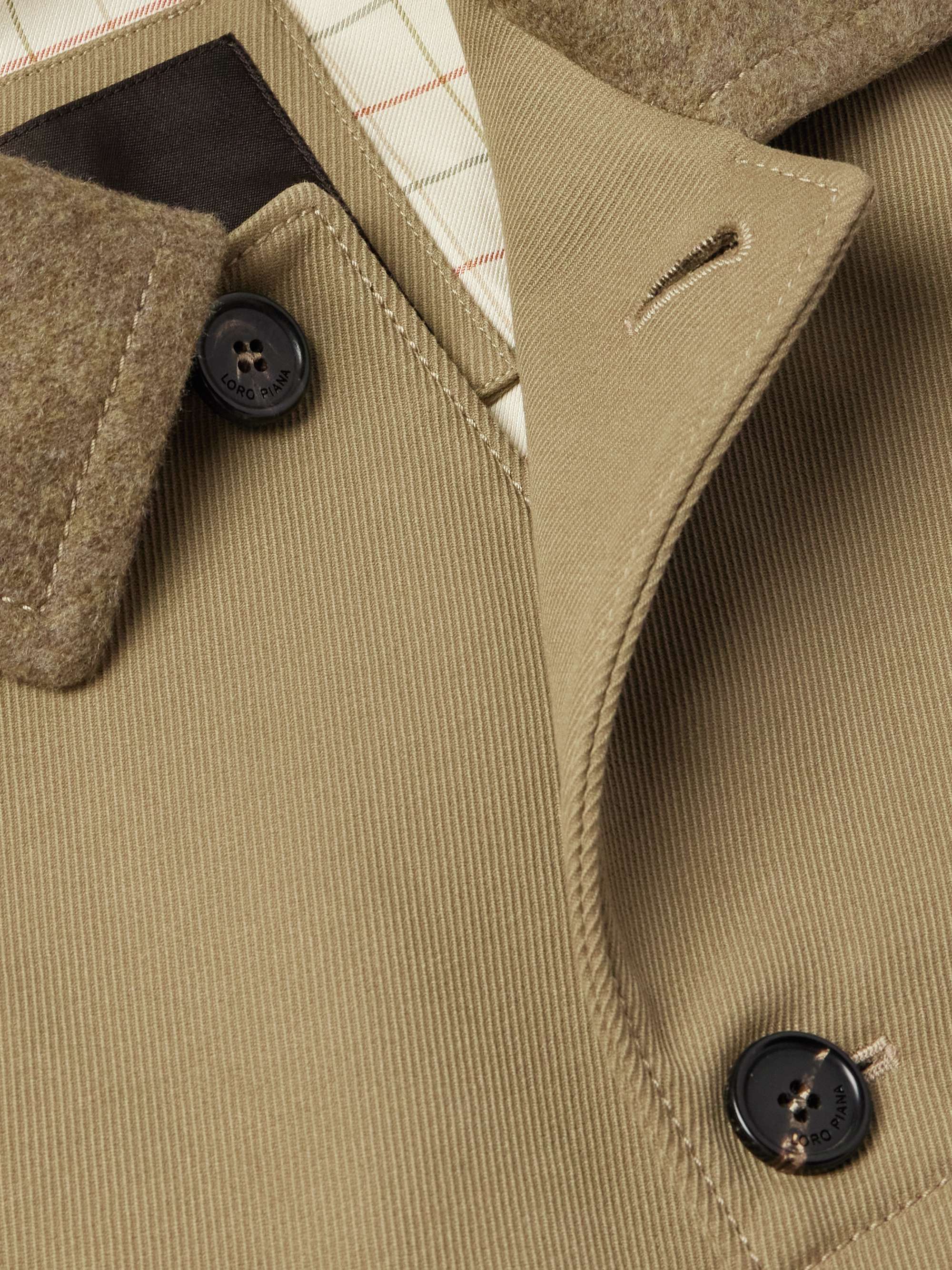 Barth Caban Felt and Leather-Trimmed Cotton-Gabardine Jacket view