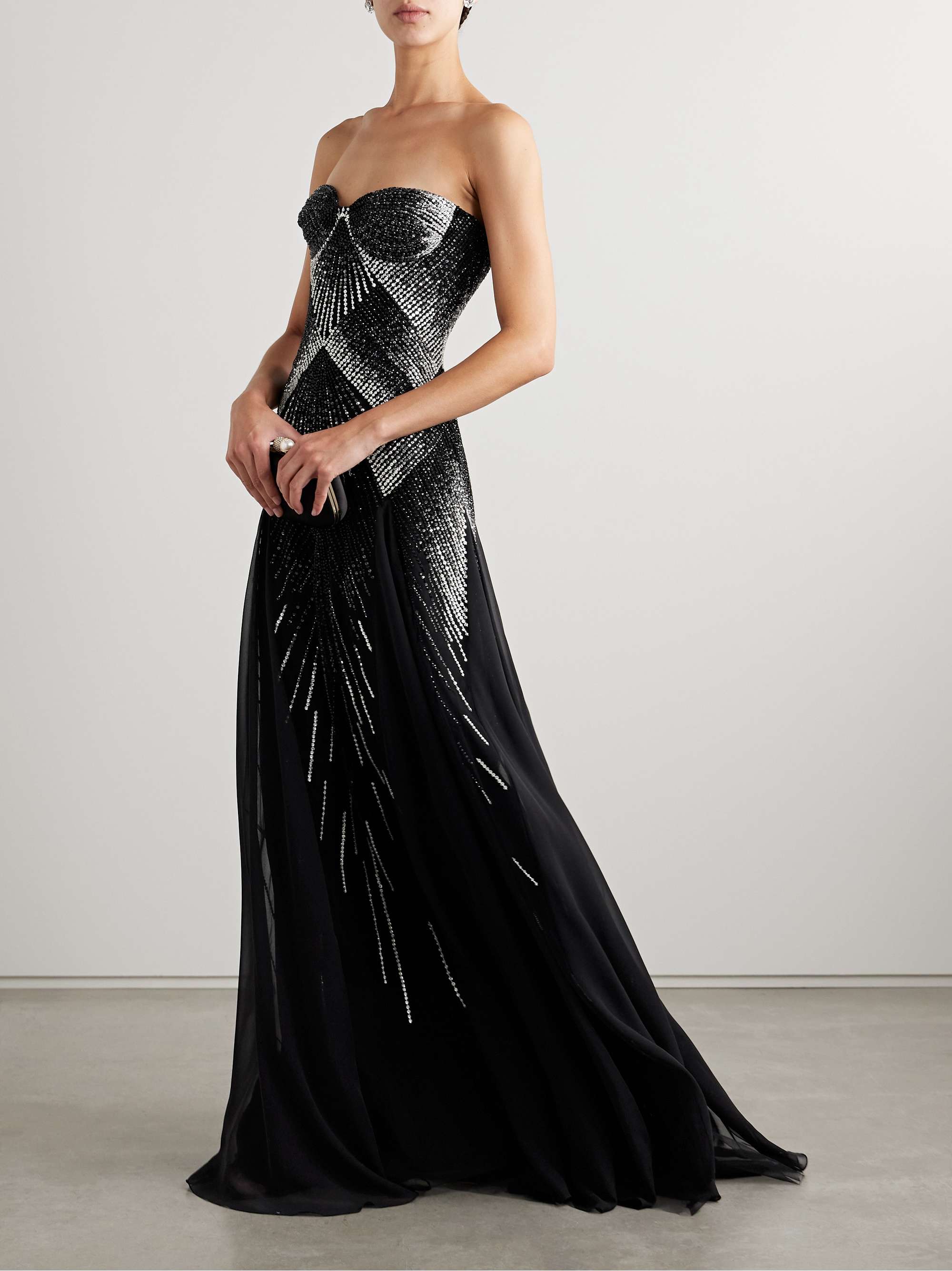 Strapless embellished tulle gown view