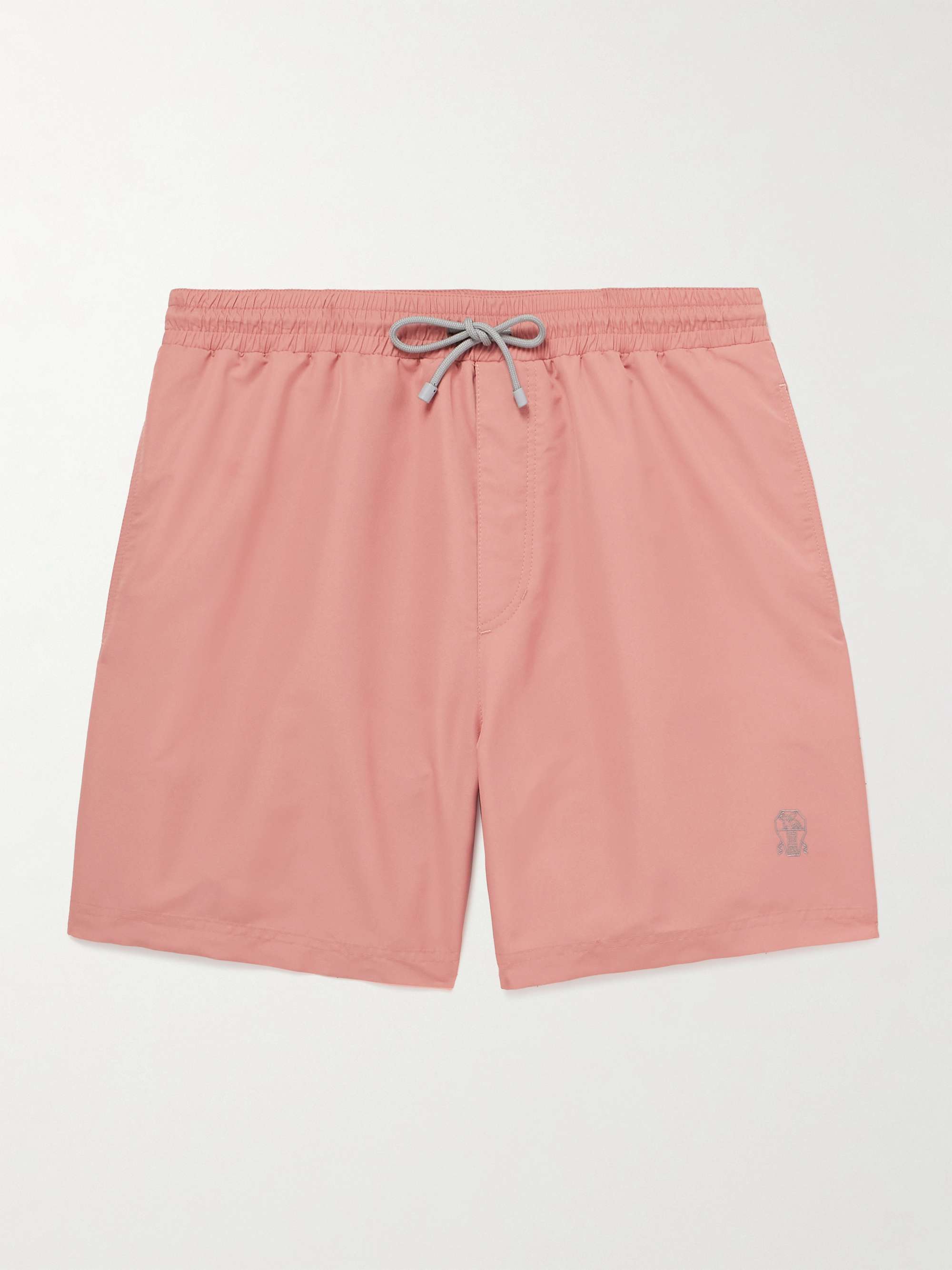 Straight-Leg Mid-Length Logo-Embroidered Swim Shorts view