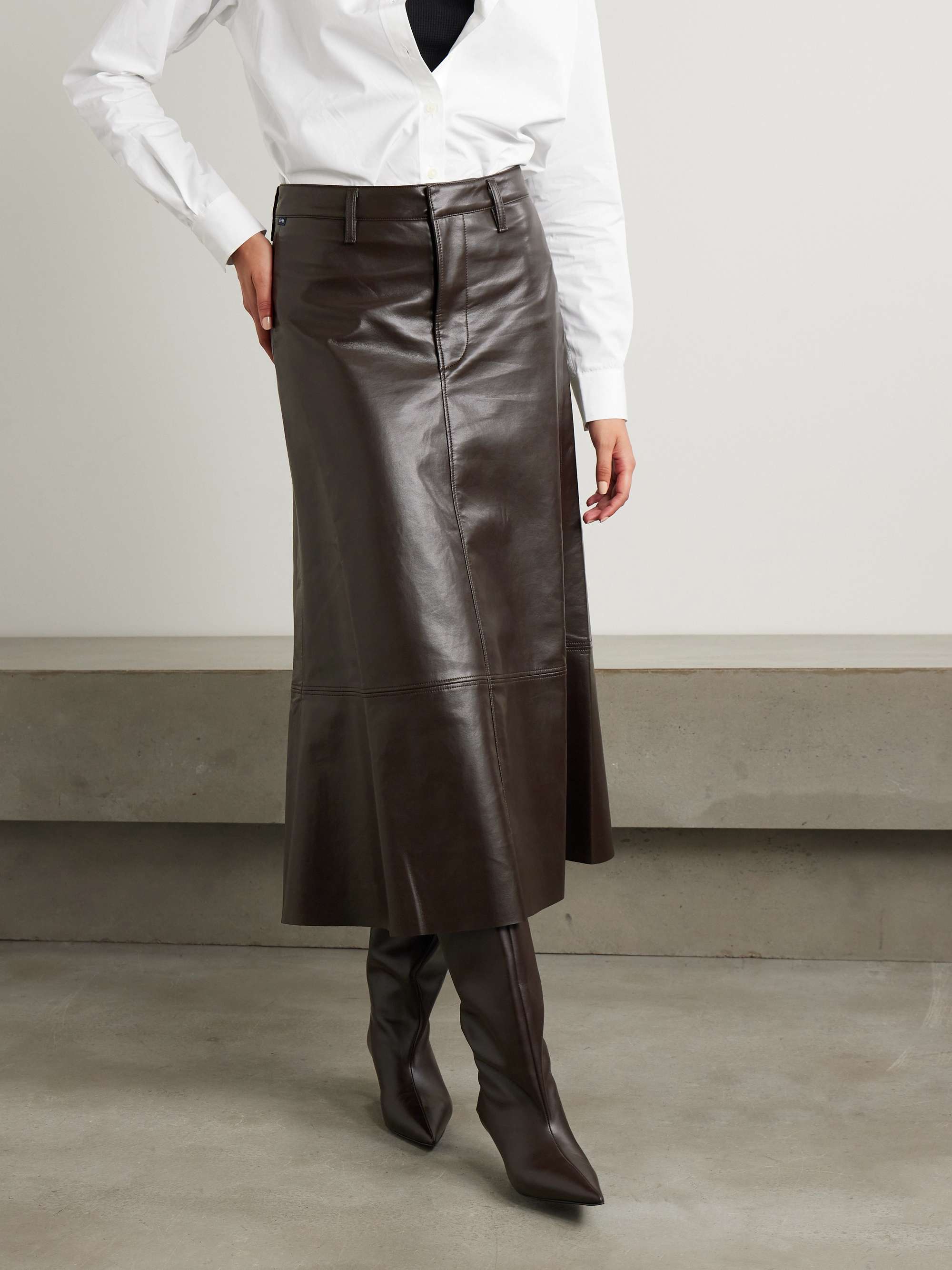 Cassia recycled leather-blend midi skirt view