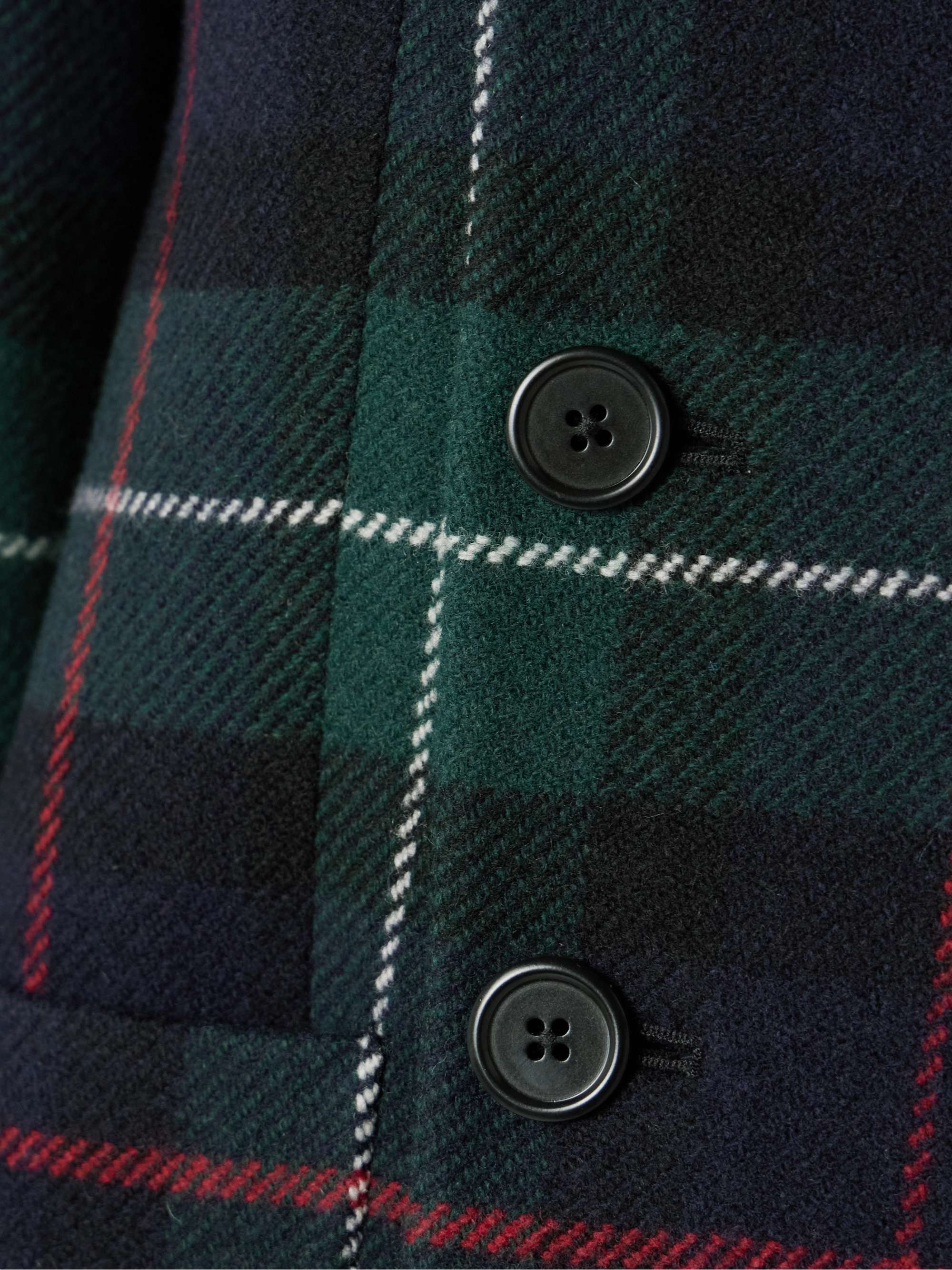 Checked double-breasted wool-blend flannel blazer view