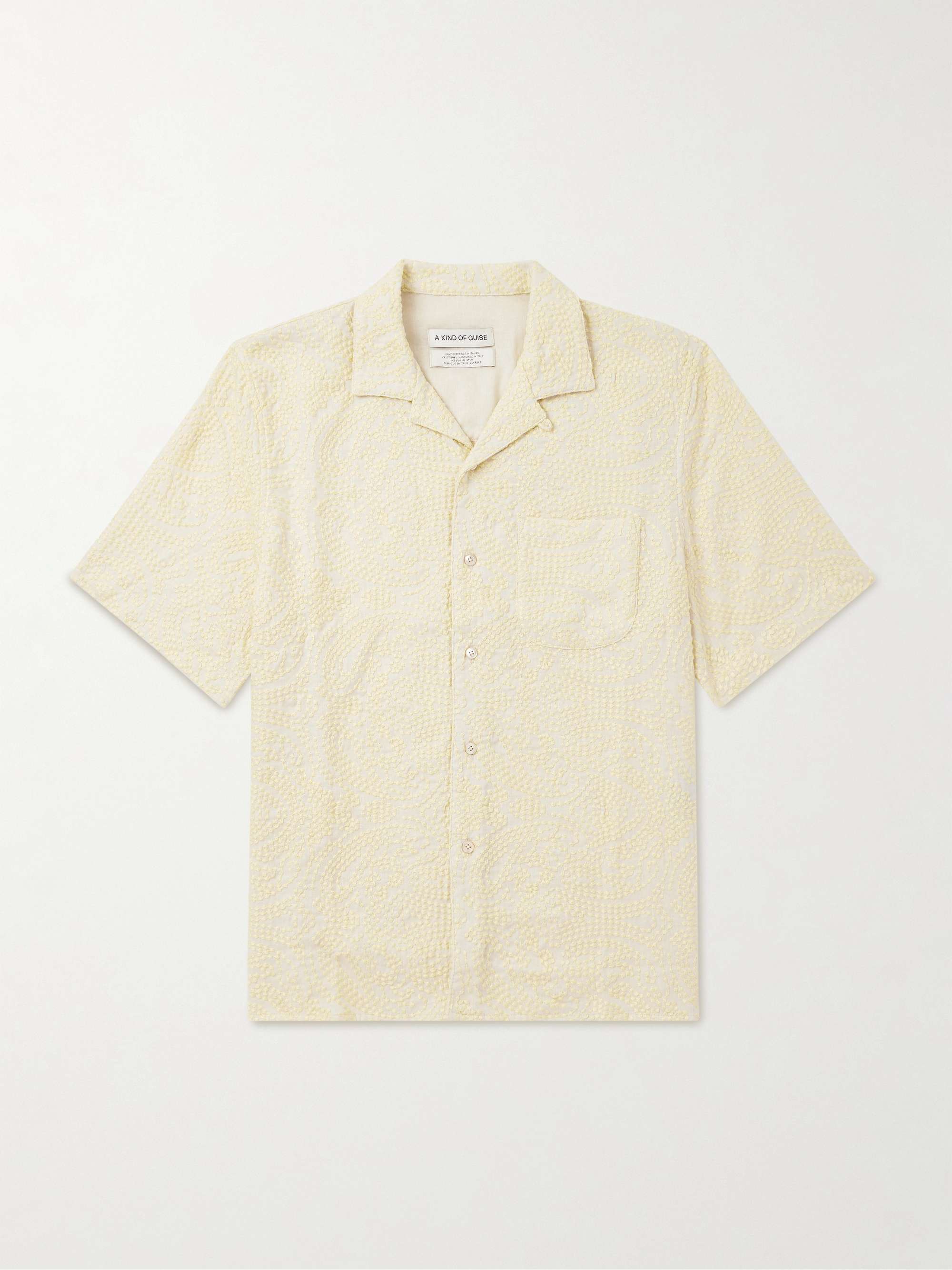 Gioia Convertible-Collar Embroidered Linen-Blend Shirt view
