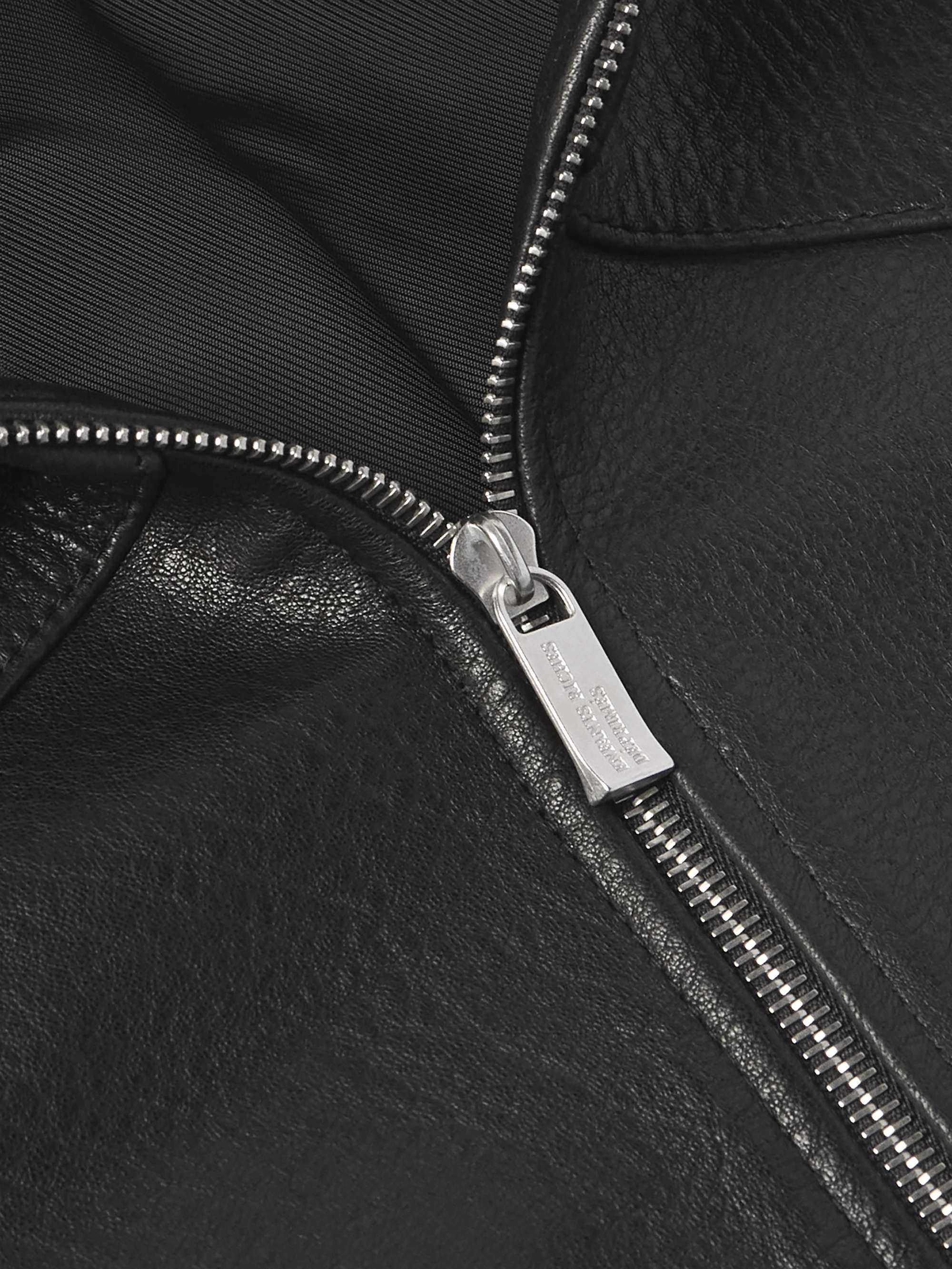 Cropped Textured-Leather Jacket view