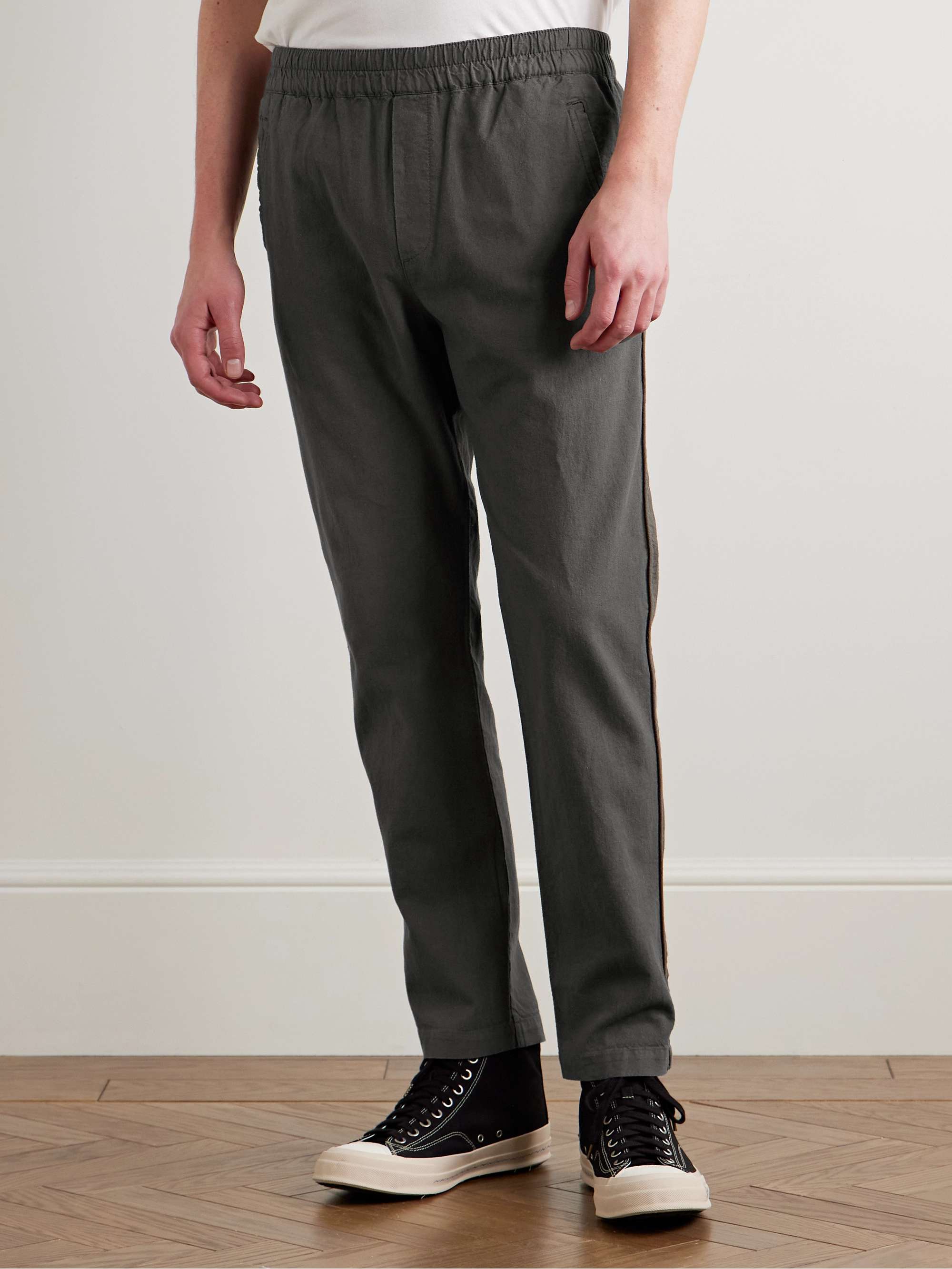 Slim-Fit Linen and Cotton-Blend Trousers view