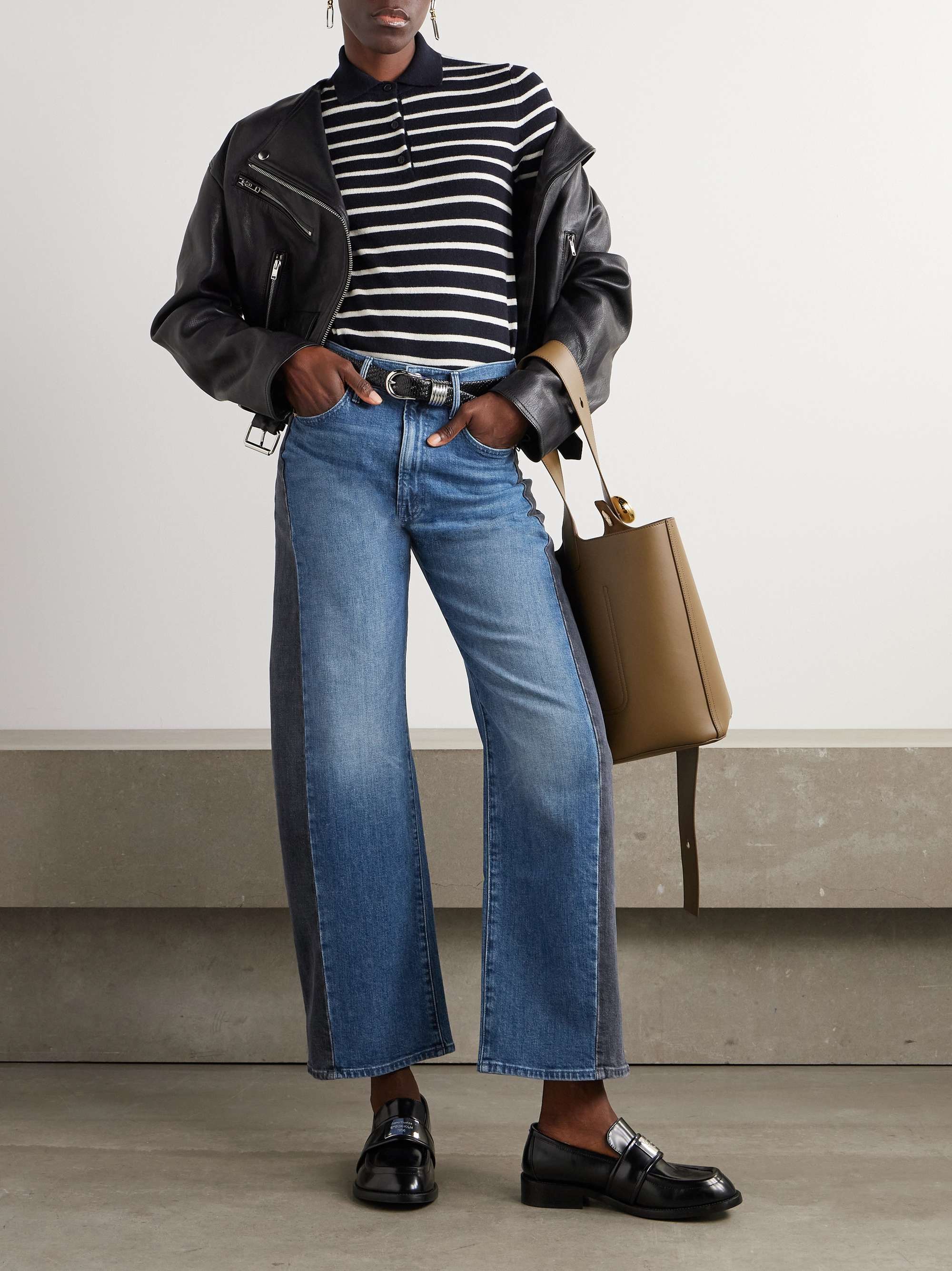 The Half Pipe Flood two-tone high-rise barrel-leg jeans view
