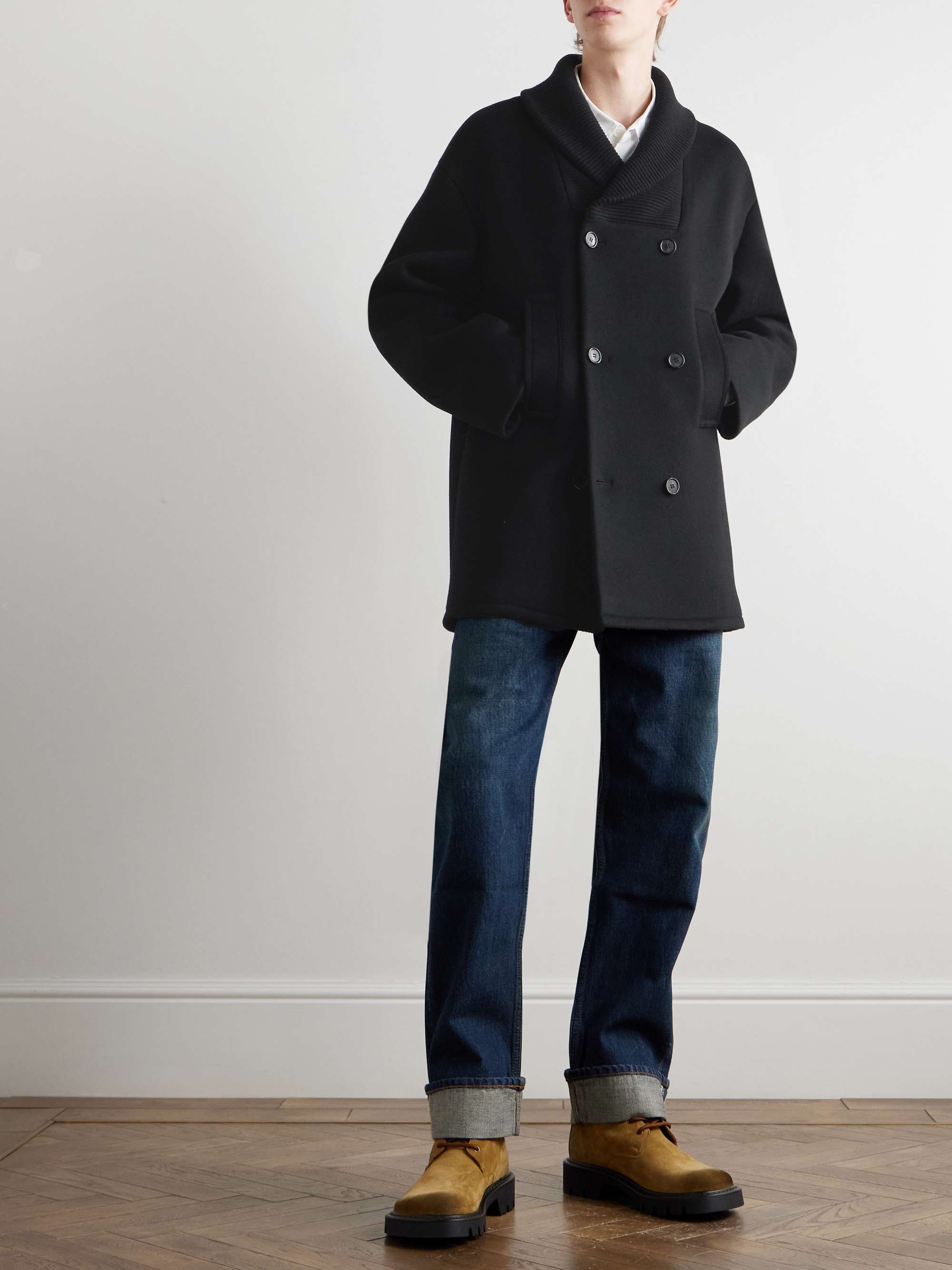 Double-Breasted Shawl-Collar Wool Peacoat view