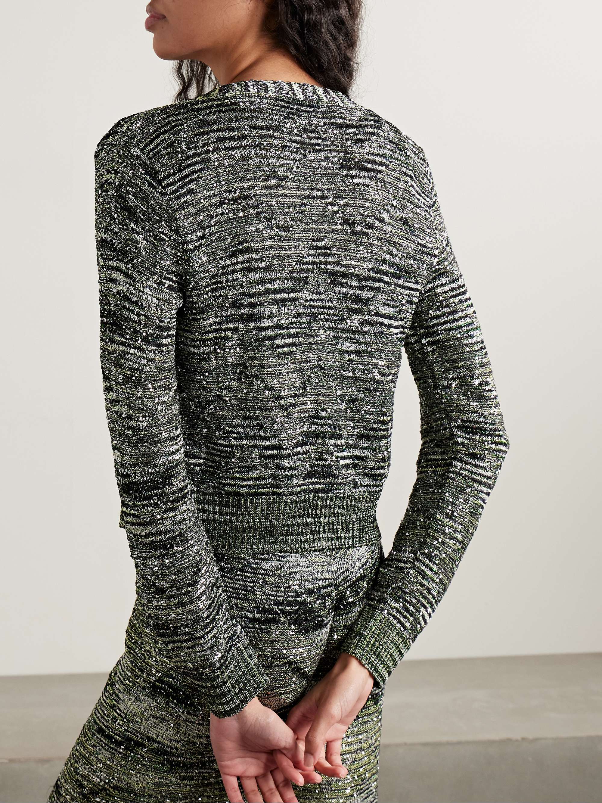Cropped sequin-embellished crochet-knit cardigan view
