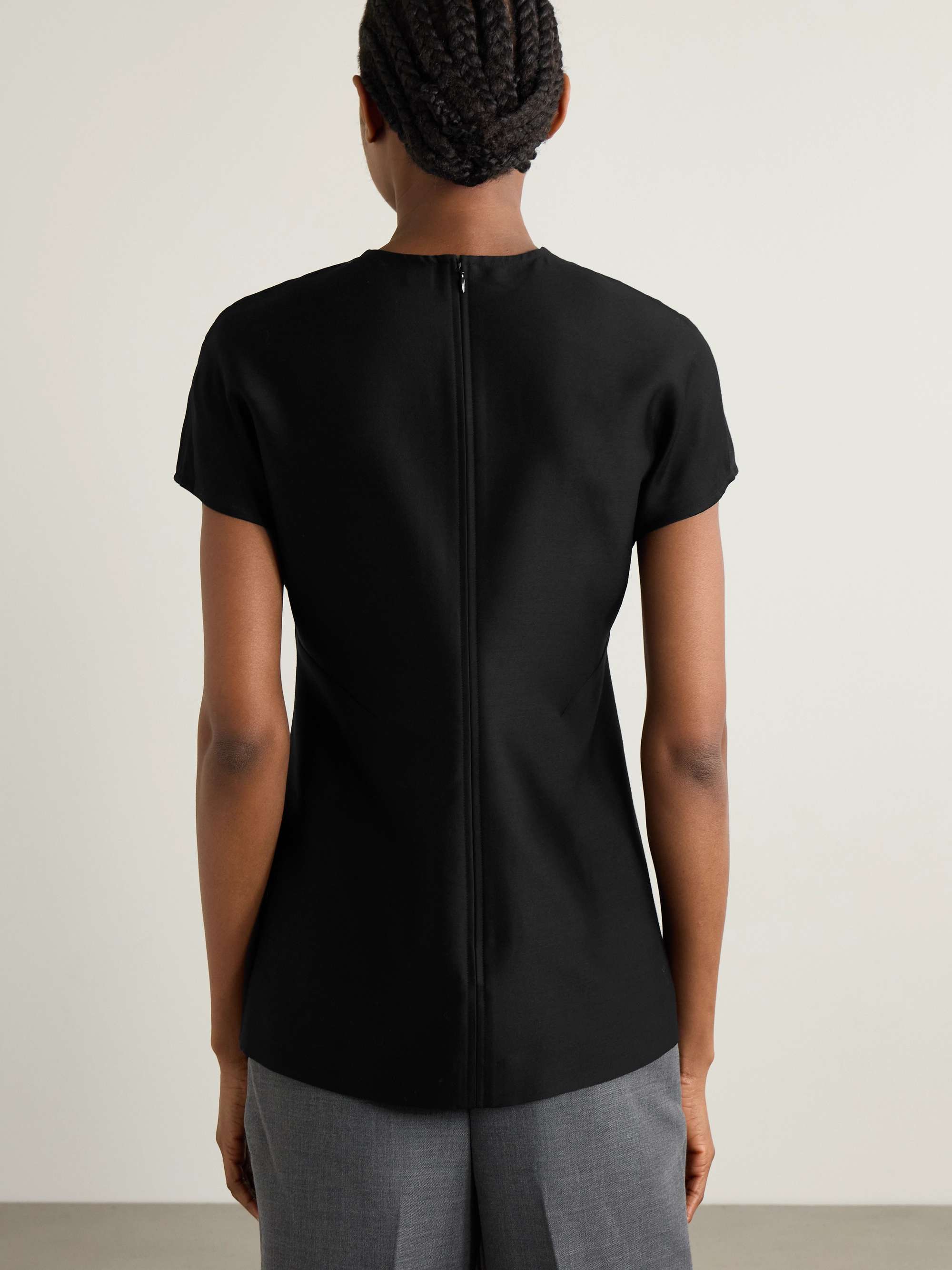 Paneled wool and silk-blend top view