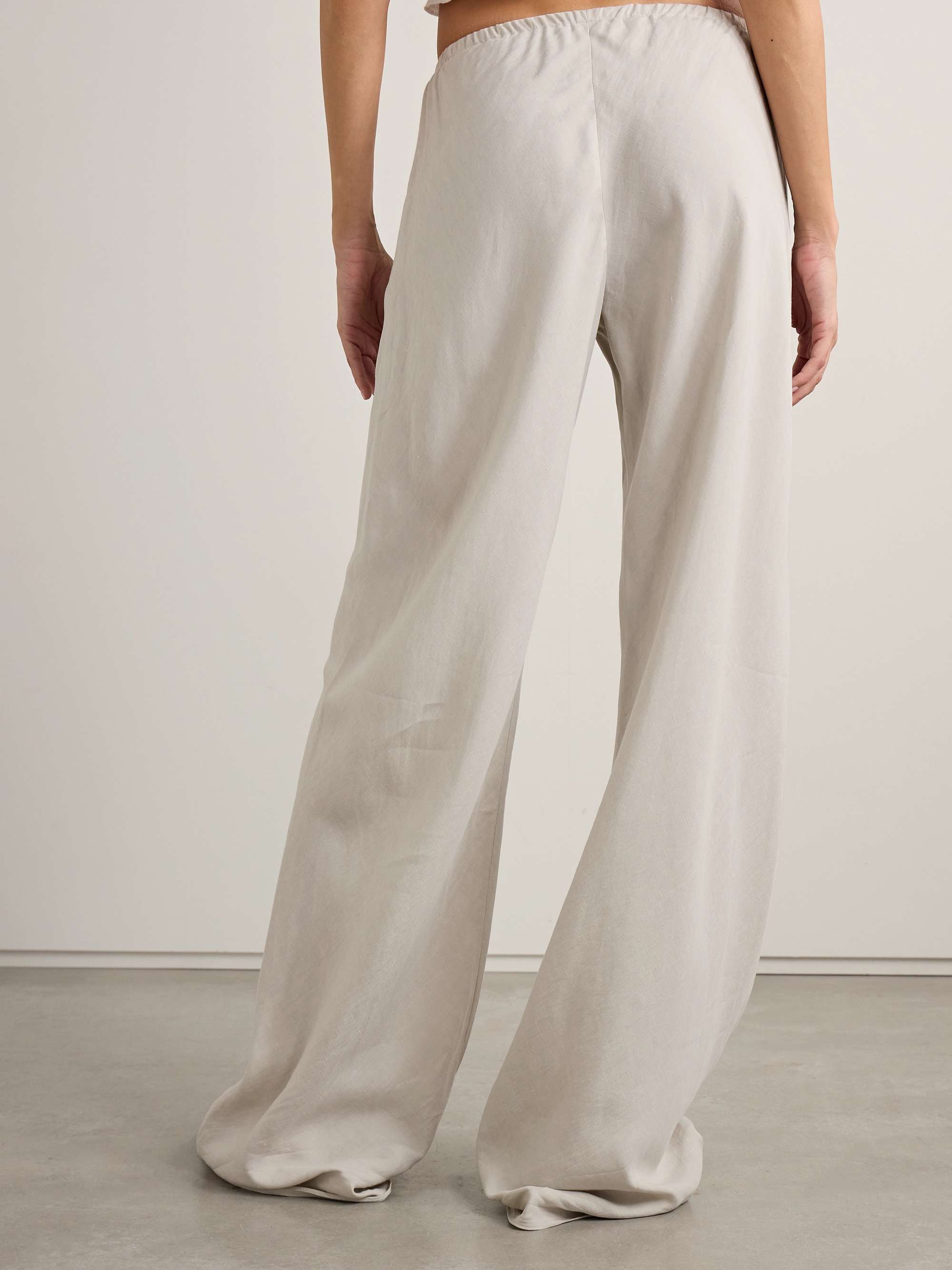 Gala silk and linen-blend wide-leg pants view