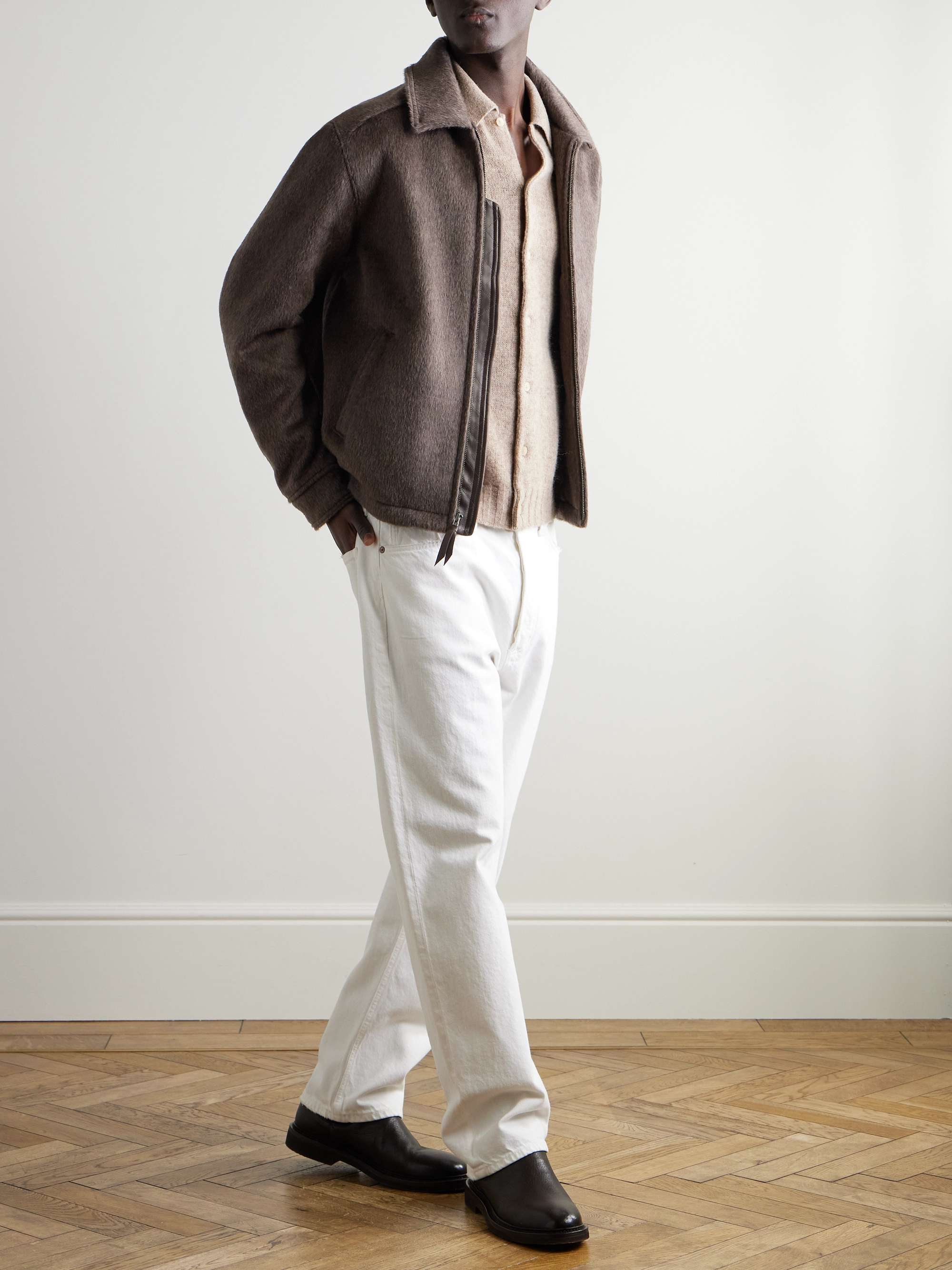 The Stockton Leather-Trimmed Brushed Wool Jacket view