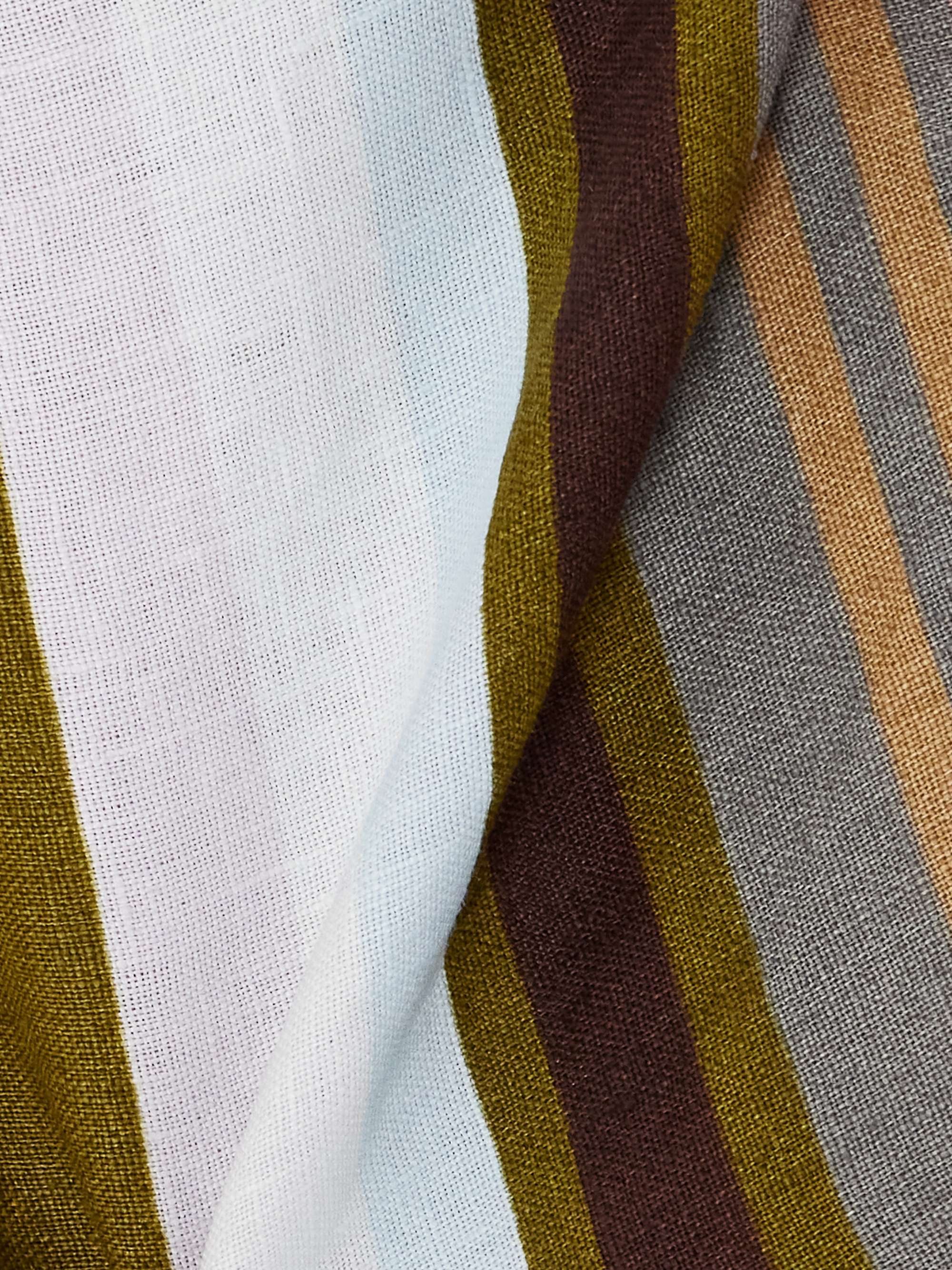 Strapless striped linen top view