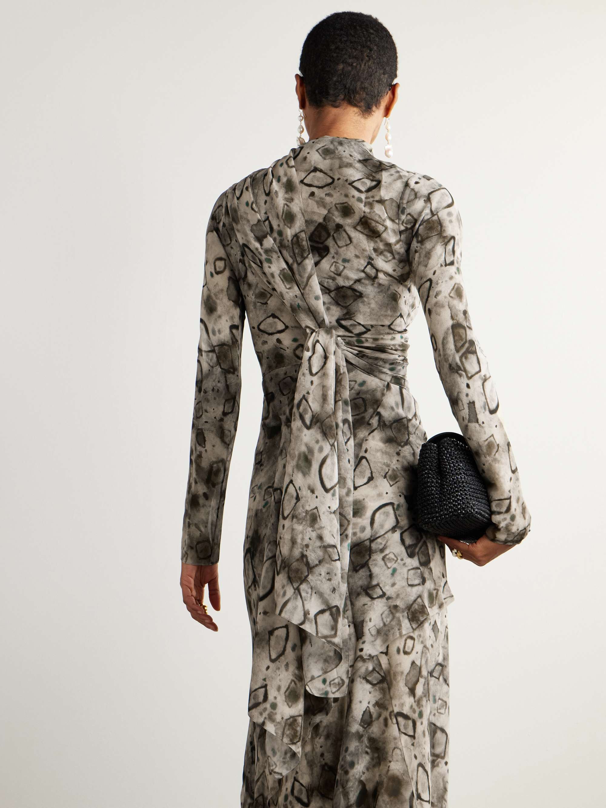 Meena printed silk-georgette wrap jacket view