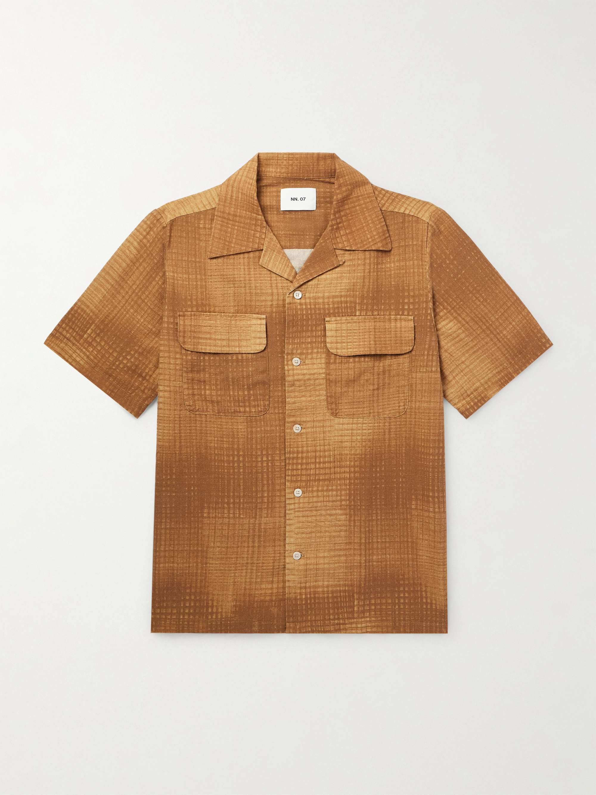 Daniel Convertible-Collar Checked Linen and Organic Cotton-Blend Shirt view