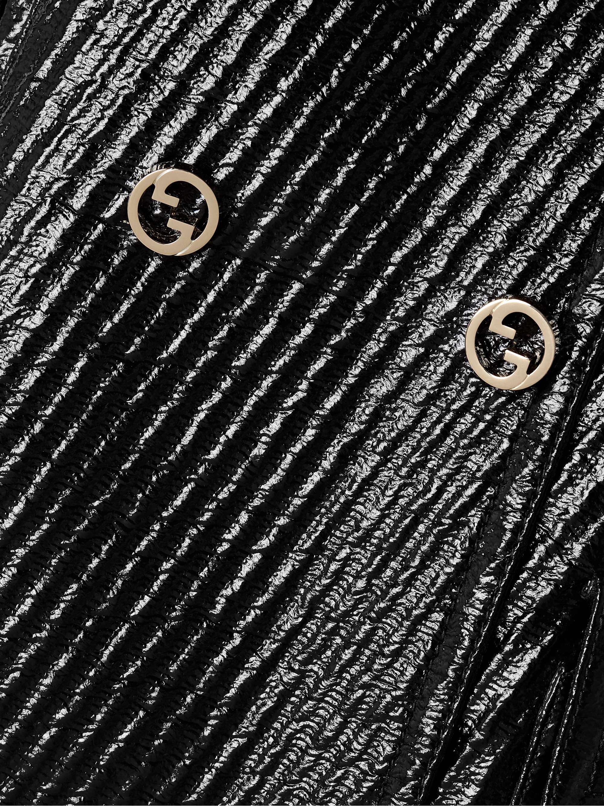 Double-breasted quilted coated wool-blend jacket view