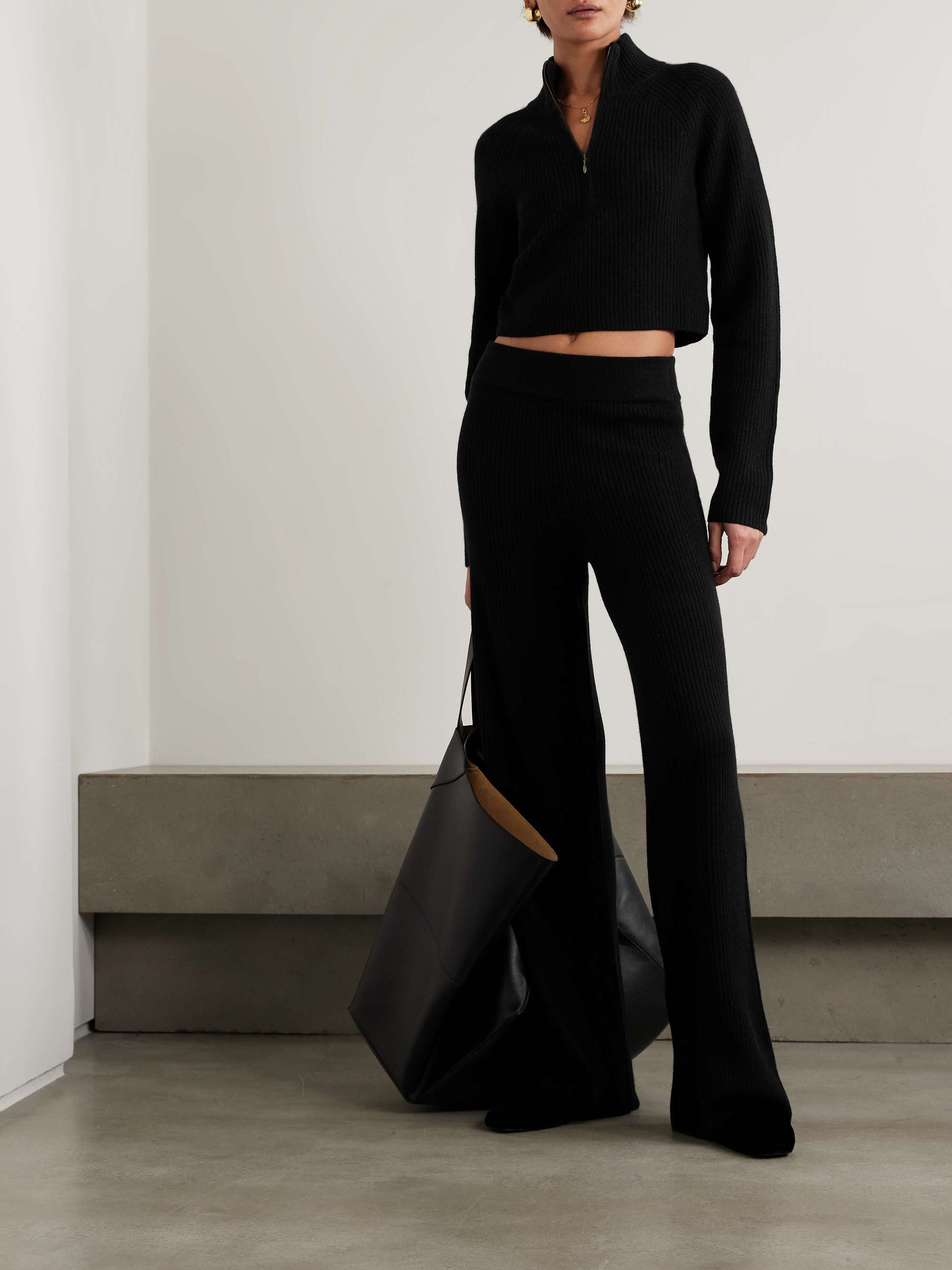 Tiboli cropped ribbed organic cashmere sweater view