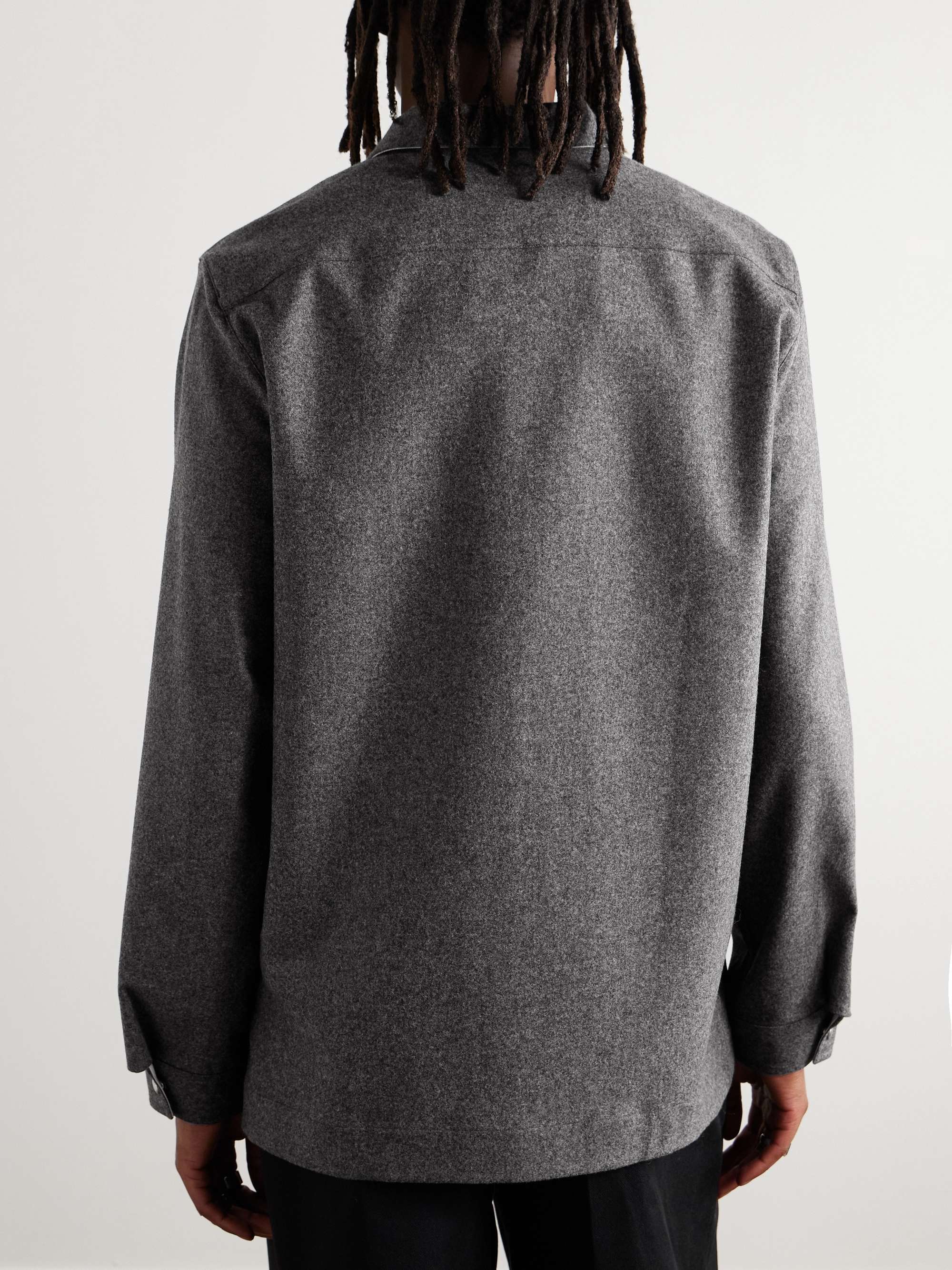 Logo-Appliquéd wool-flannel Shirt Jacket view