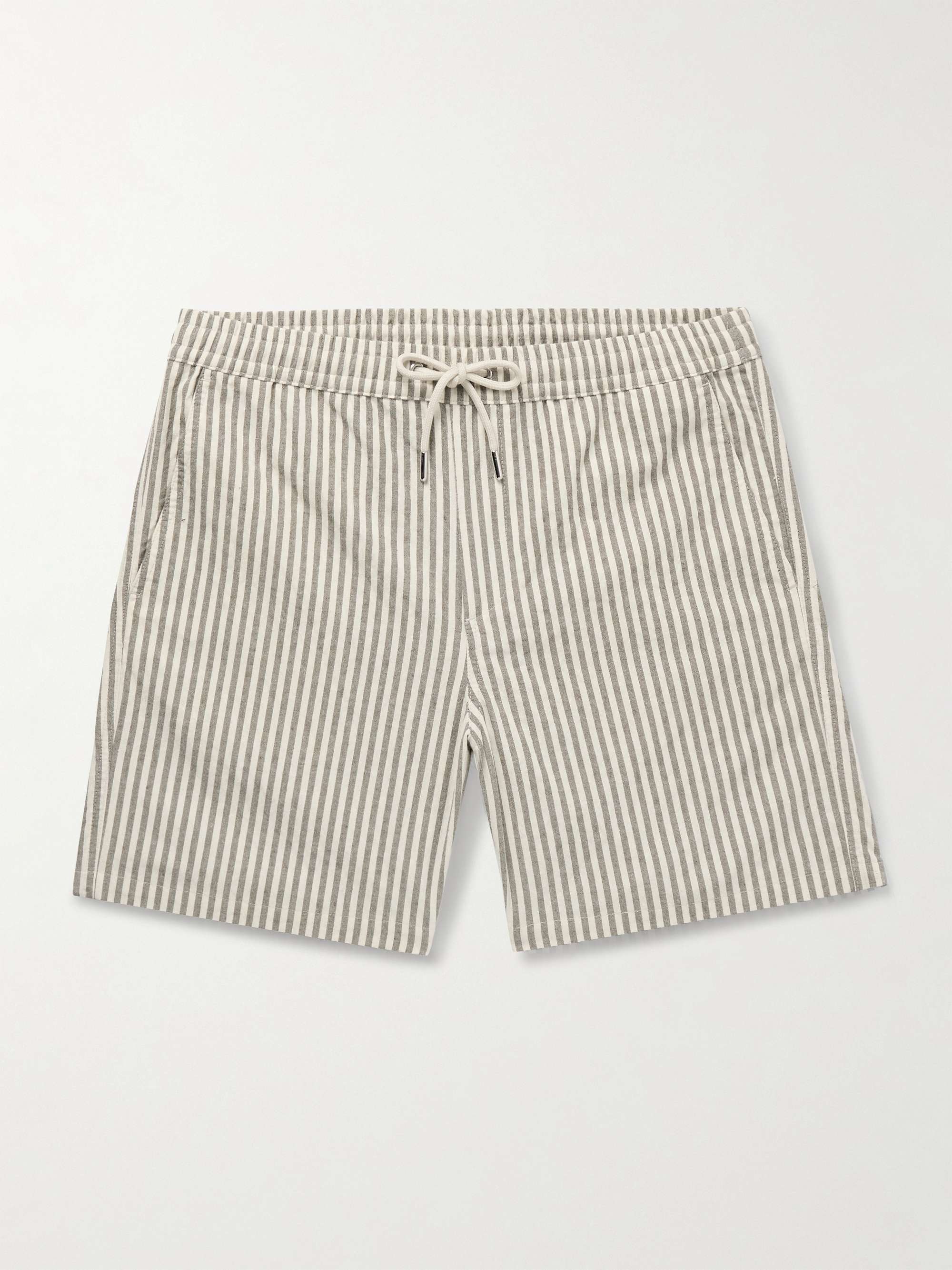 Gregor Straight-Leg Striped Cotton-Blend Drawstring Shorts view