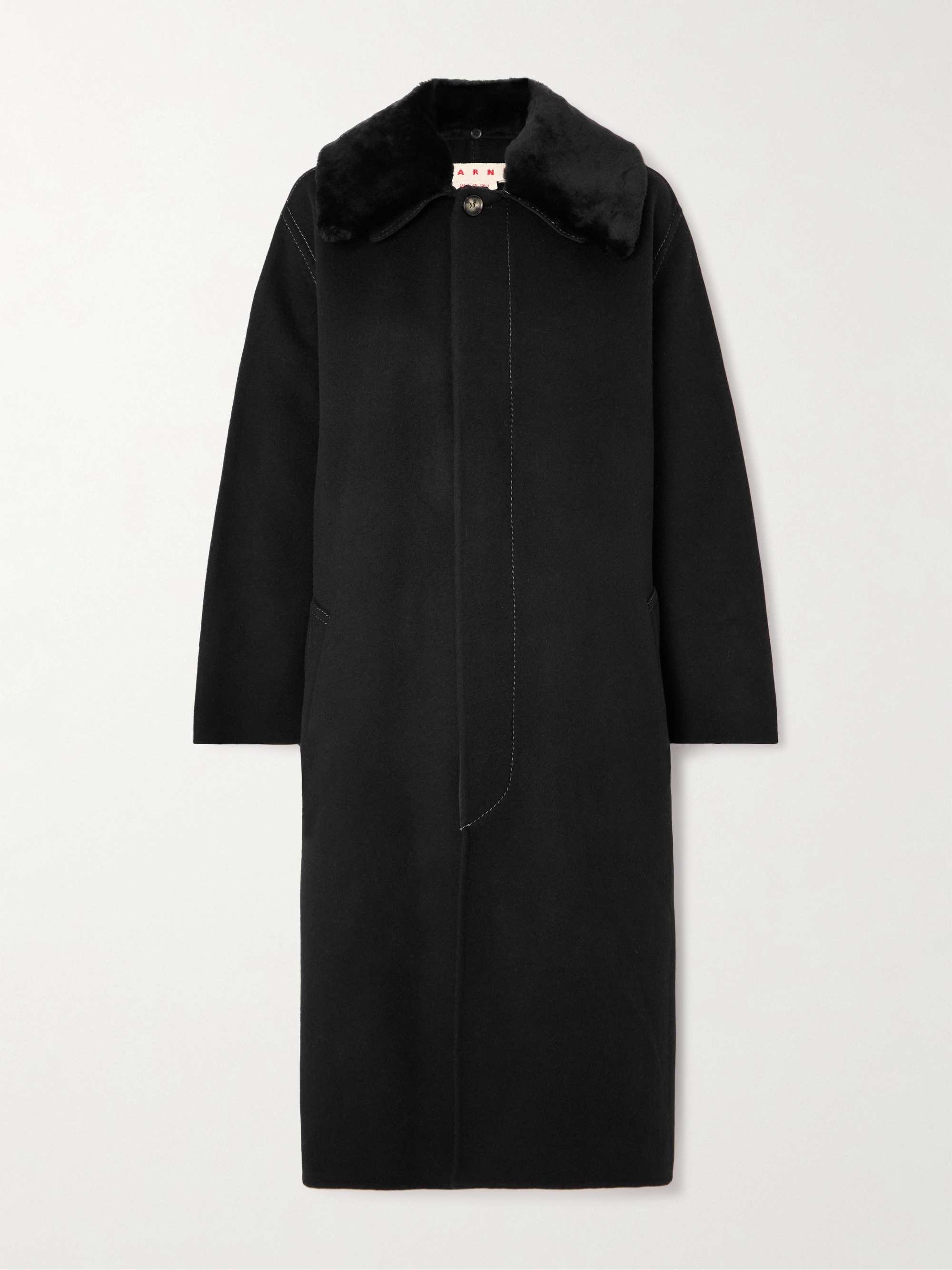 Shearling-trimmed wool and cashmere-blend coat view