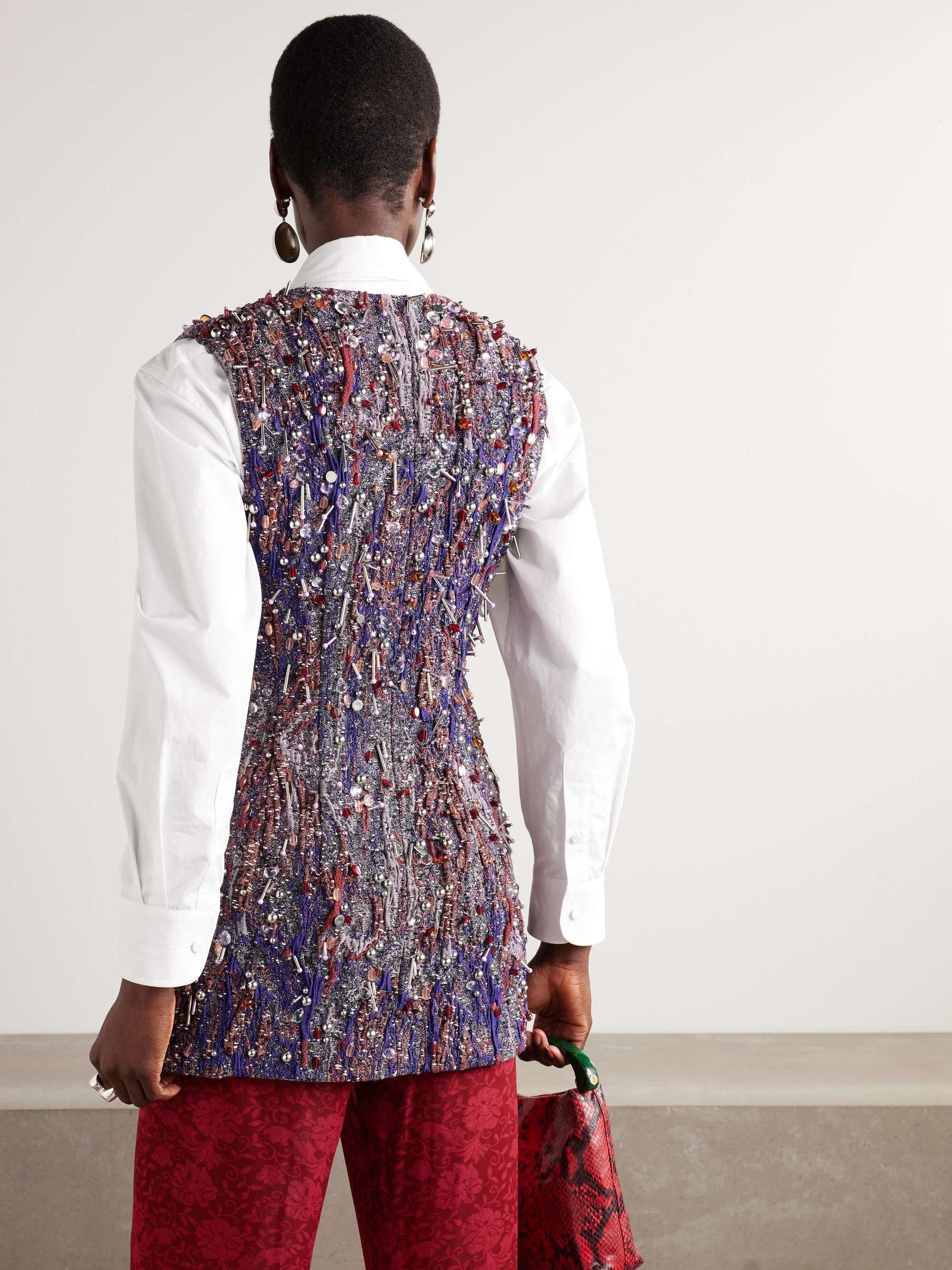 Bead-embellished jacquard vest view