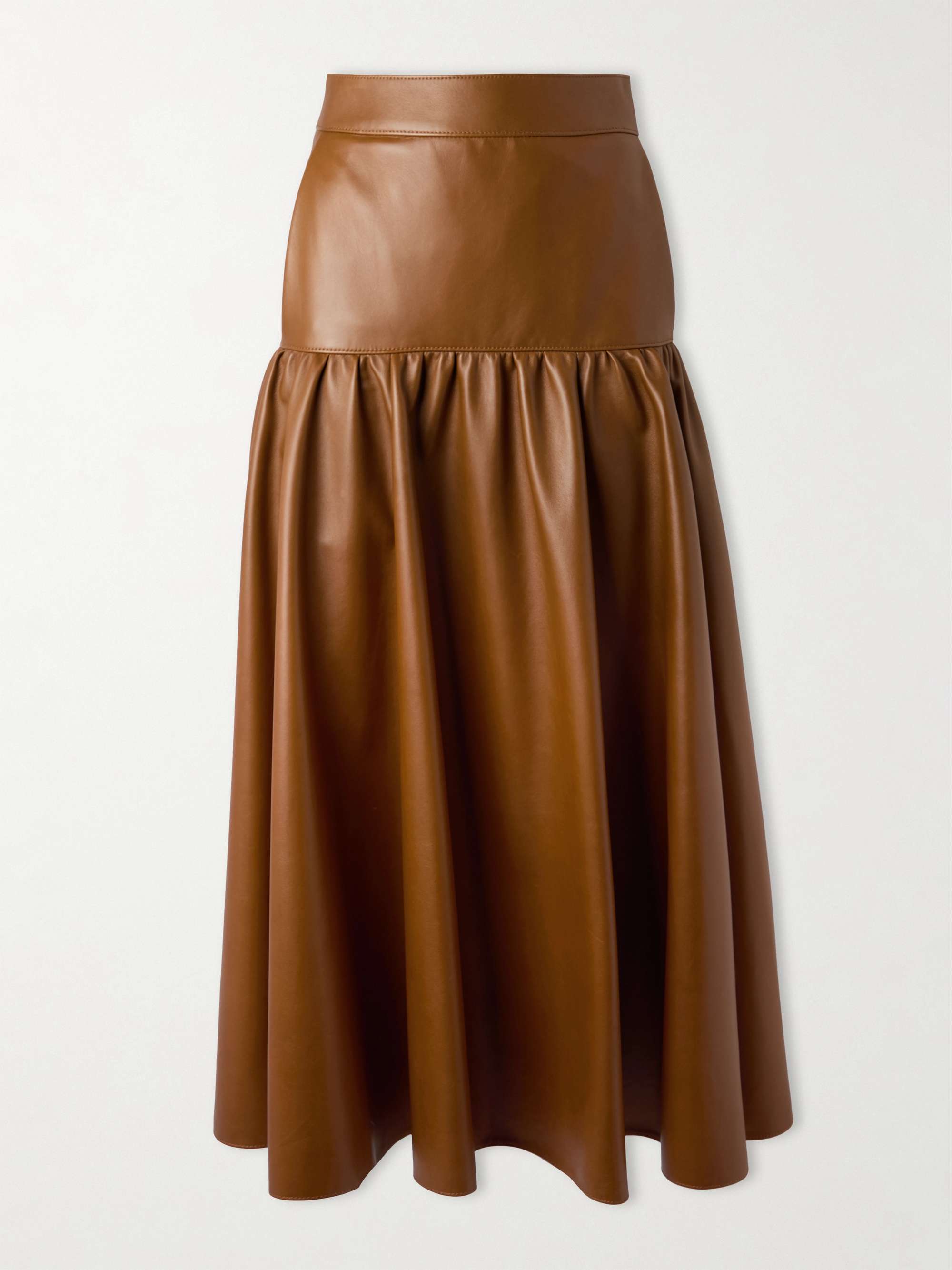 Tiered leather midi skirt view