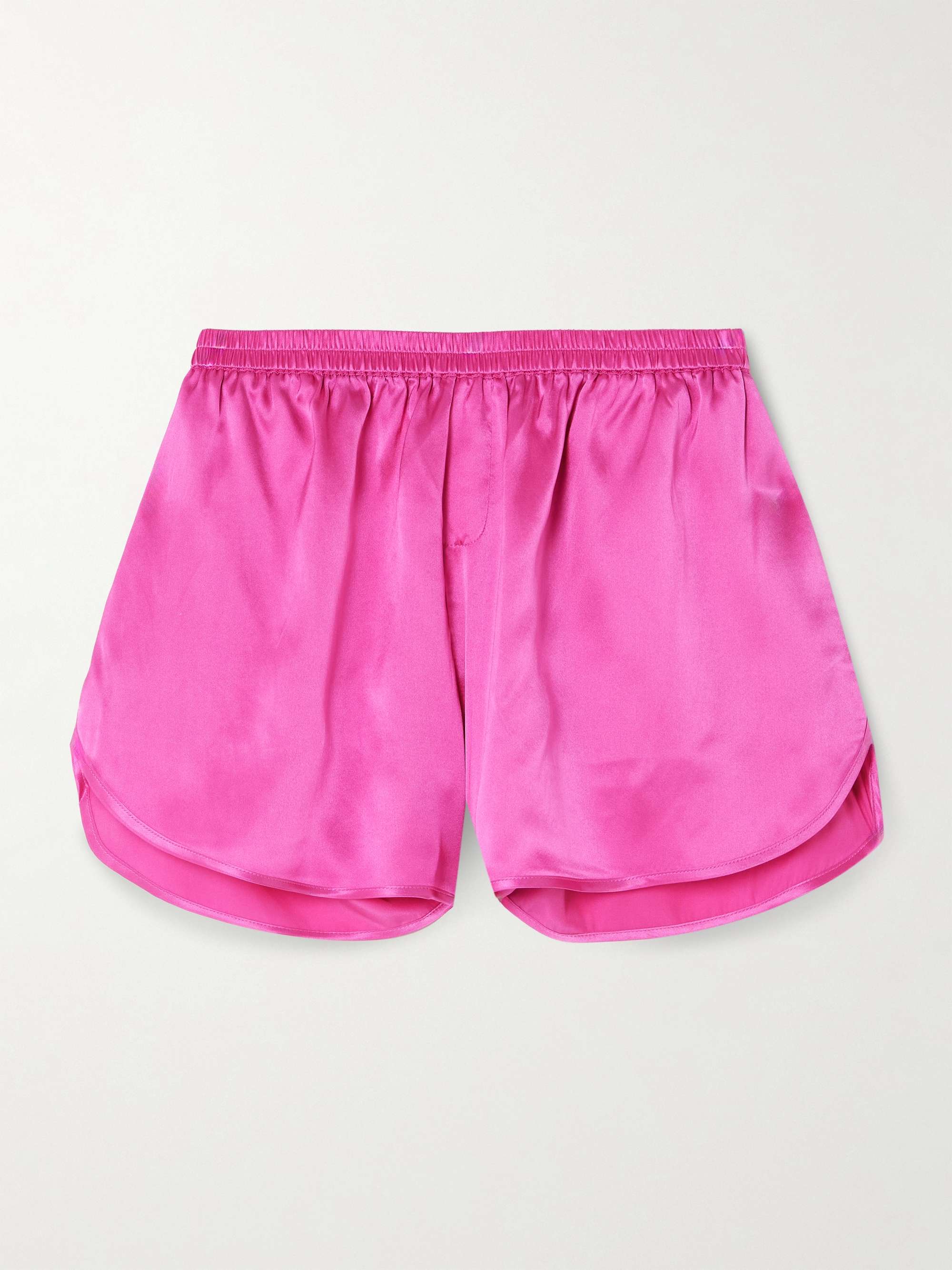Festive silk-satin pajama shorts view