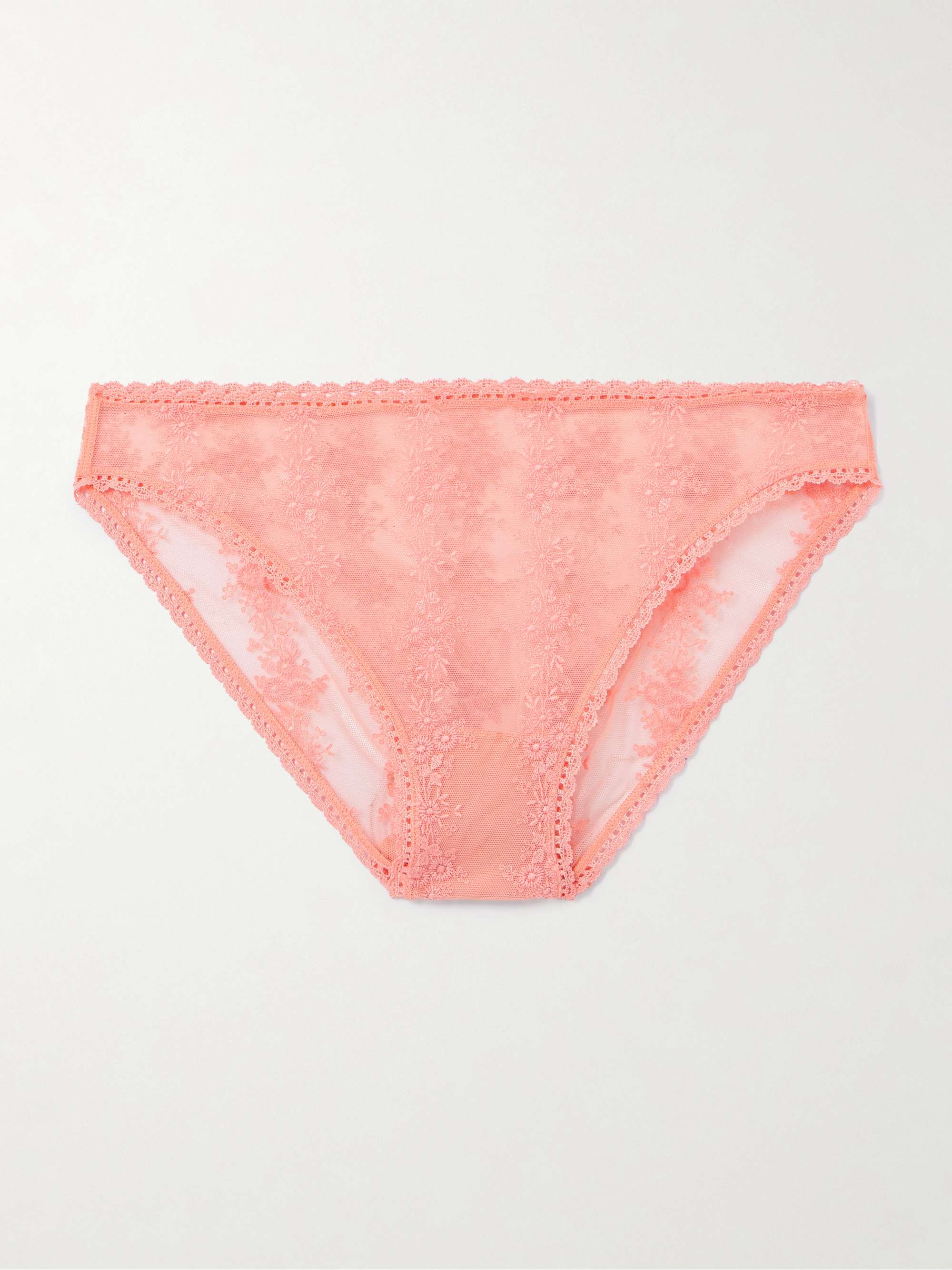 Fleur du Sel embroidered stretch-tulle briefs view