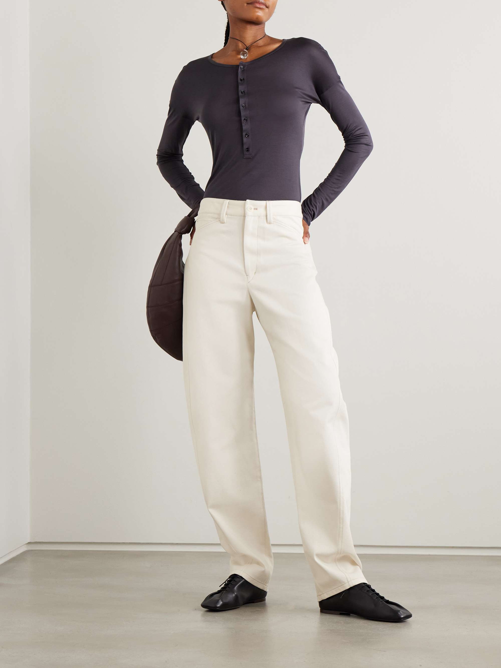 Twisted high-rise barrel-leg jeans view