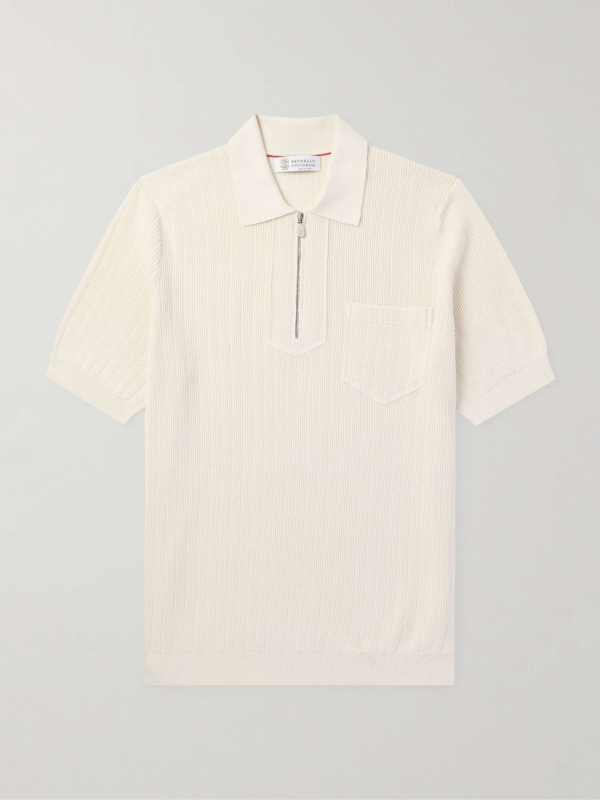 Ribbed Cotton Half-Zip Polo Shirt view