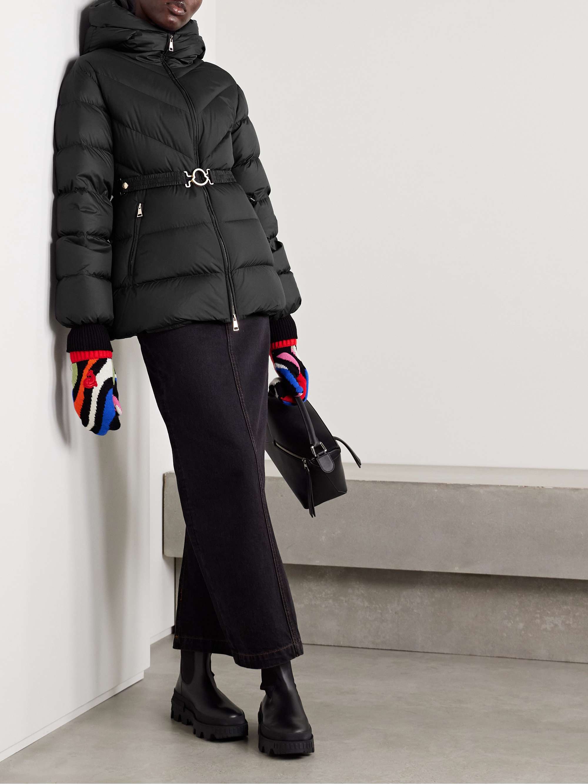Brosse belted hooded appliquéd quilted shell down jacket view