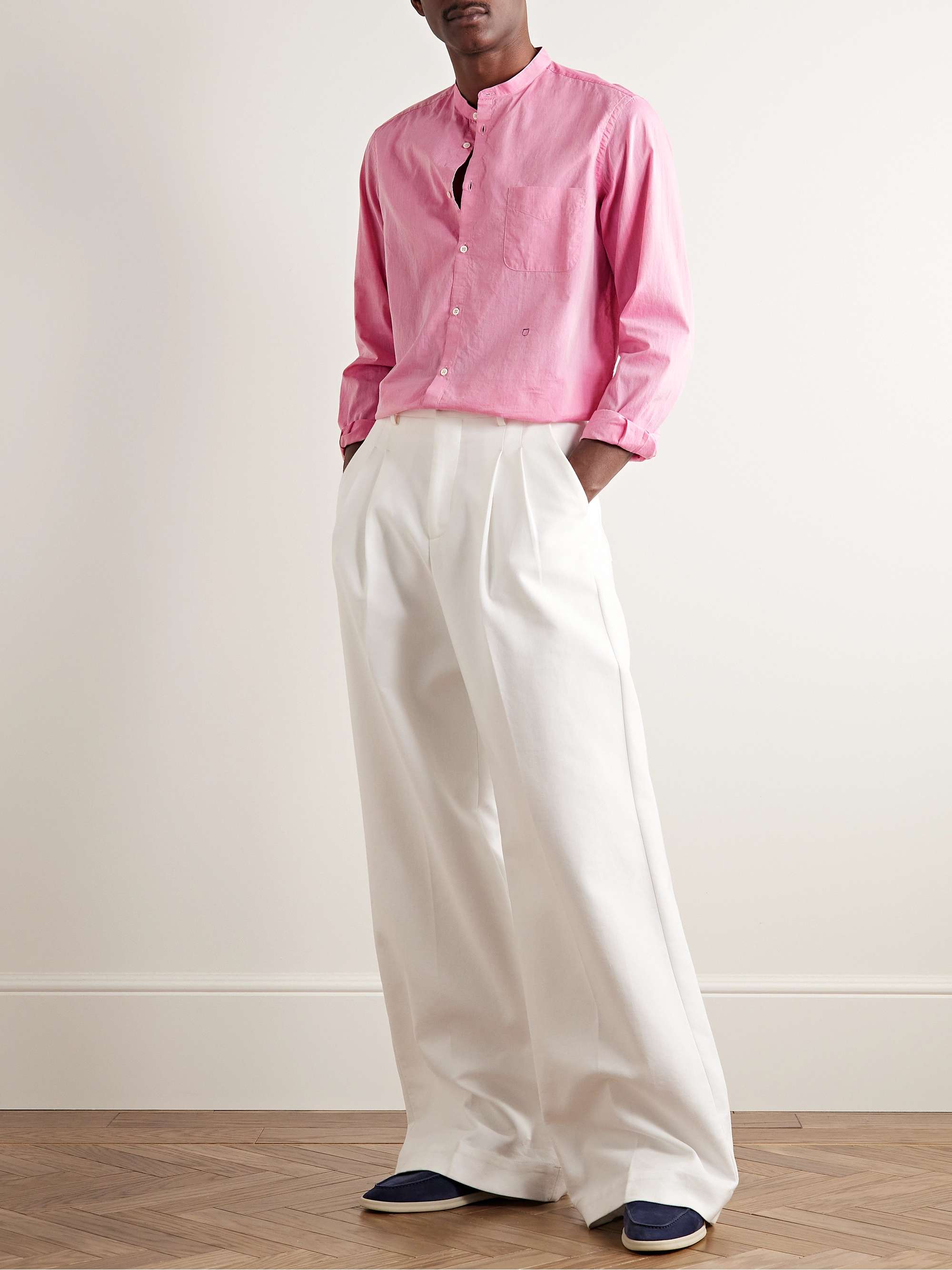 Noto2 Grandad-Collar Washed Cotton-Muslin Shirt view
