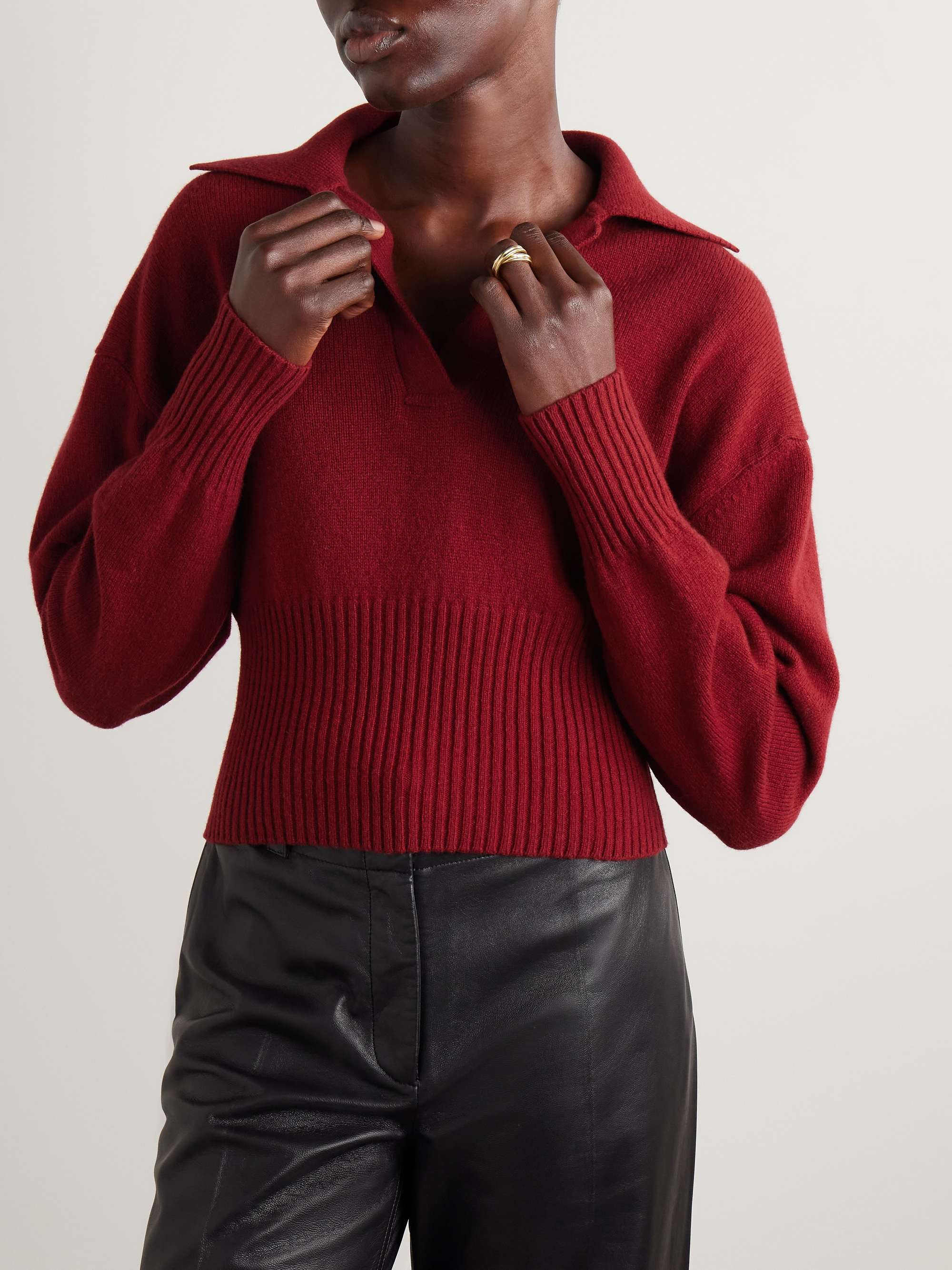 Jeanne ribbed cashmere and wool-blend polo sweater view
