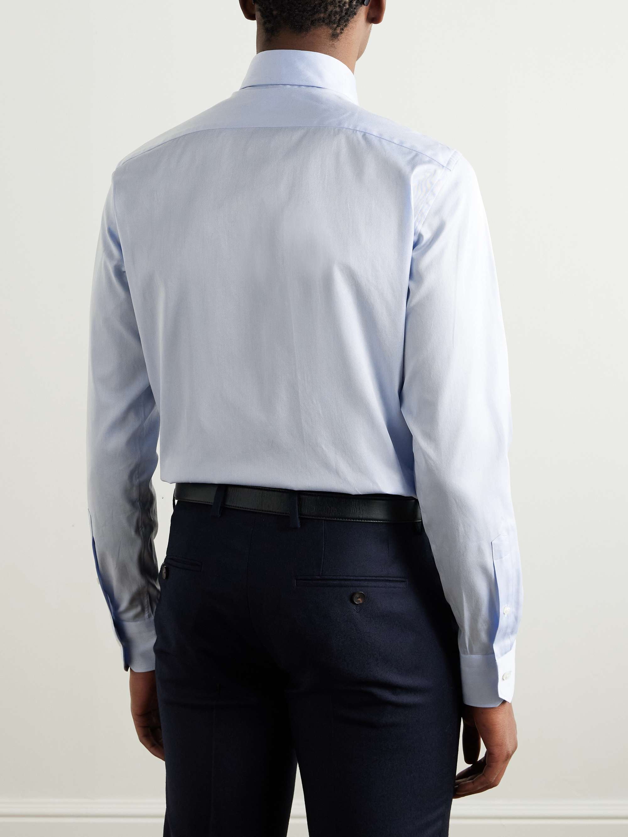 Slim-Fit Cutaway-Collar Striped Cotton Shirt view