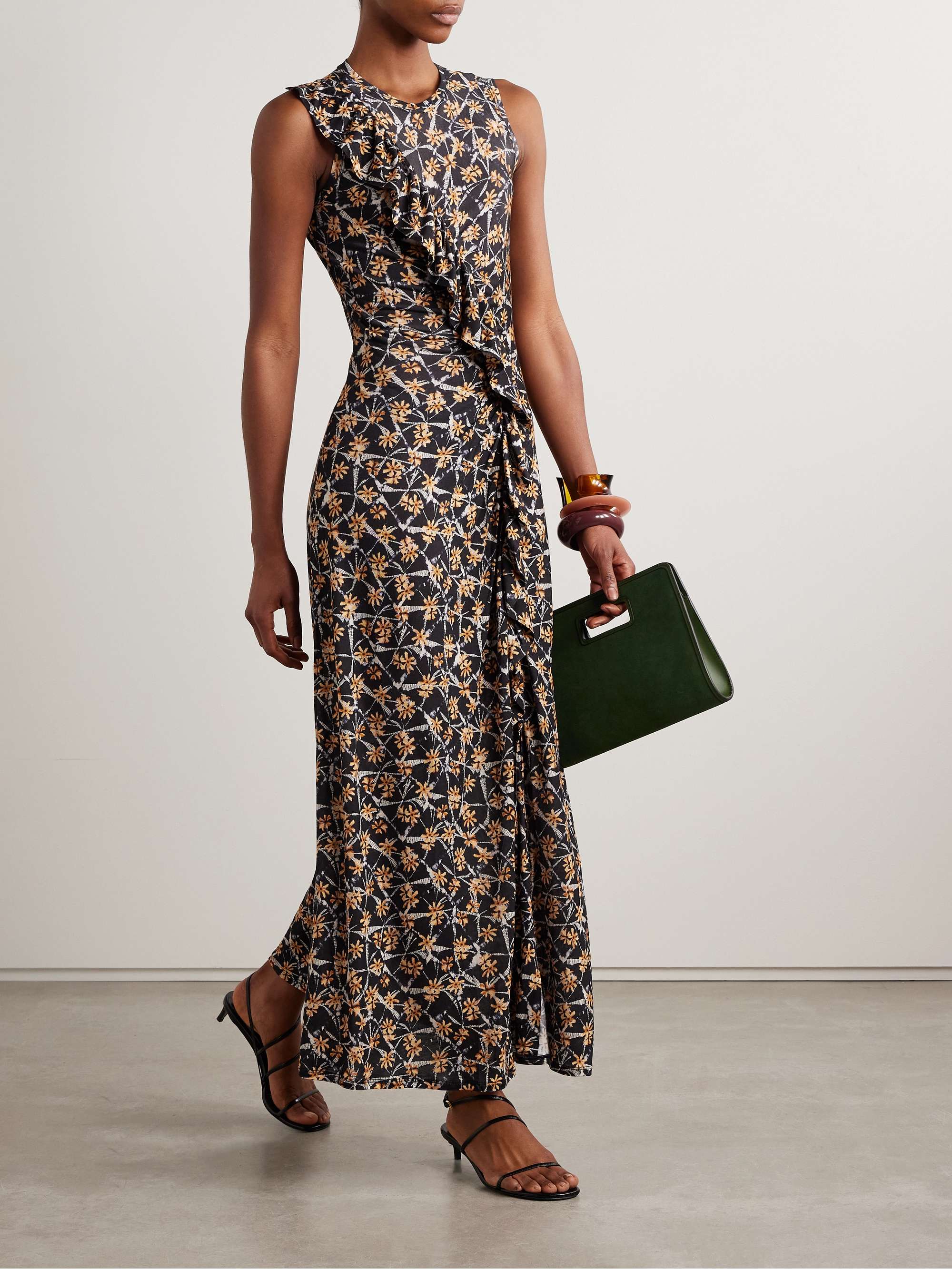 Elise ruffled printed Lyocell-jersey midi dress view