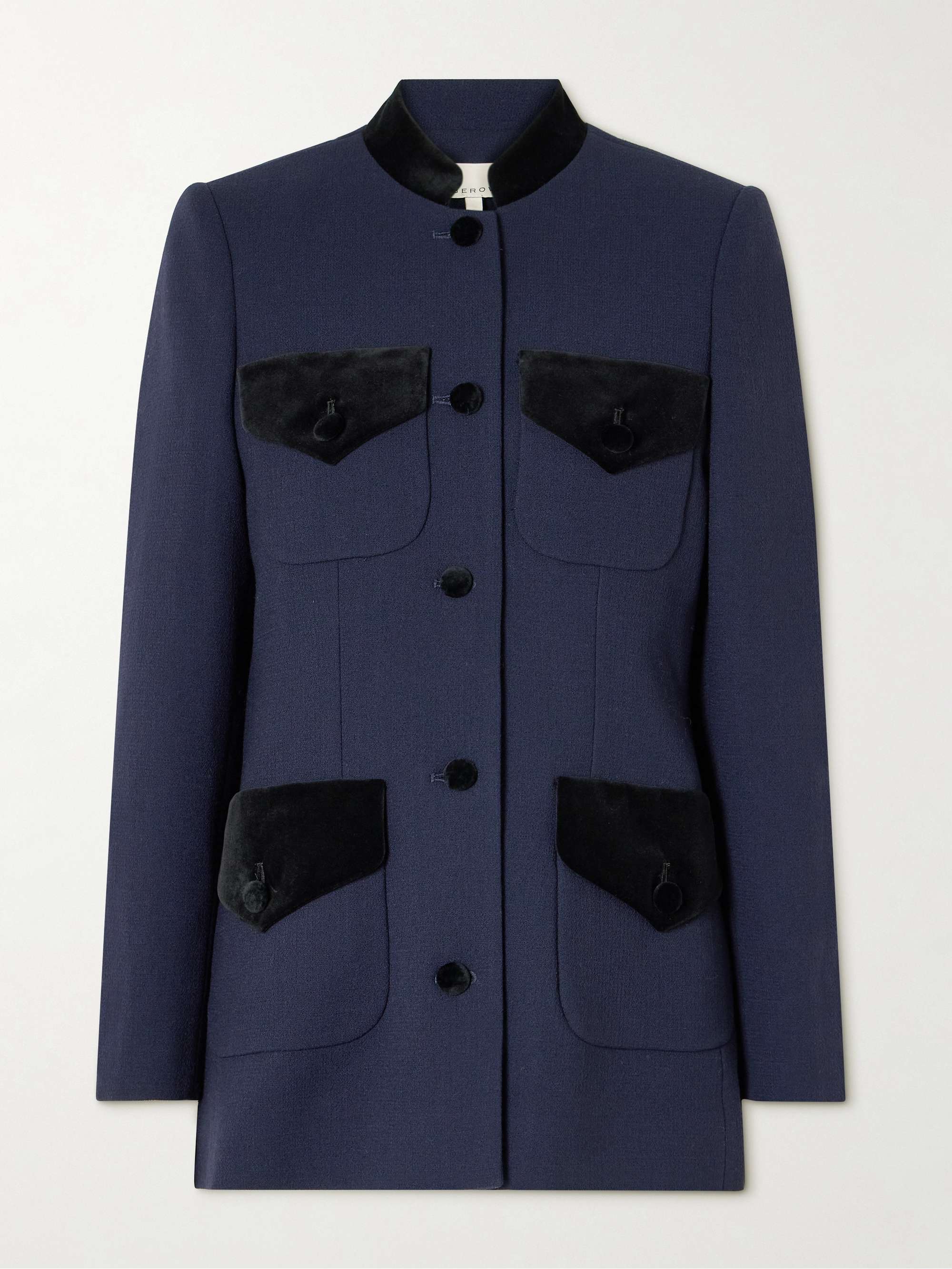 + The Vanguard Raja velvet-trimmed wool jacket view