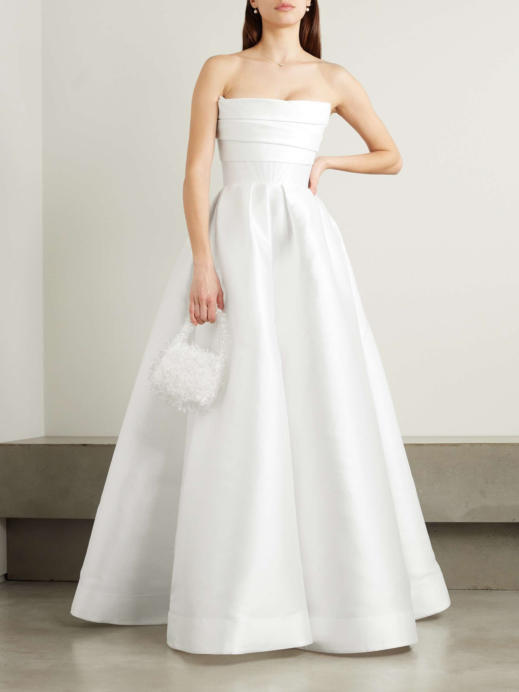 Isobel strapless draped satin-faille gown view
