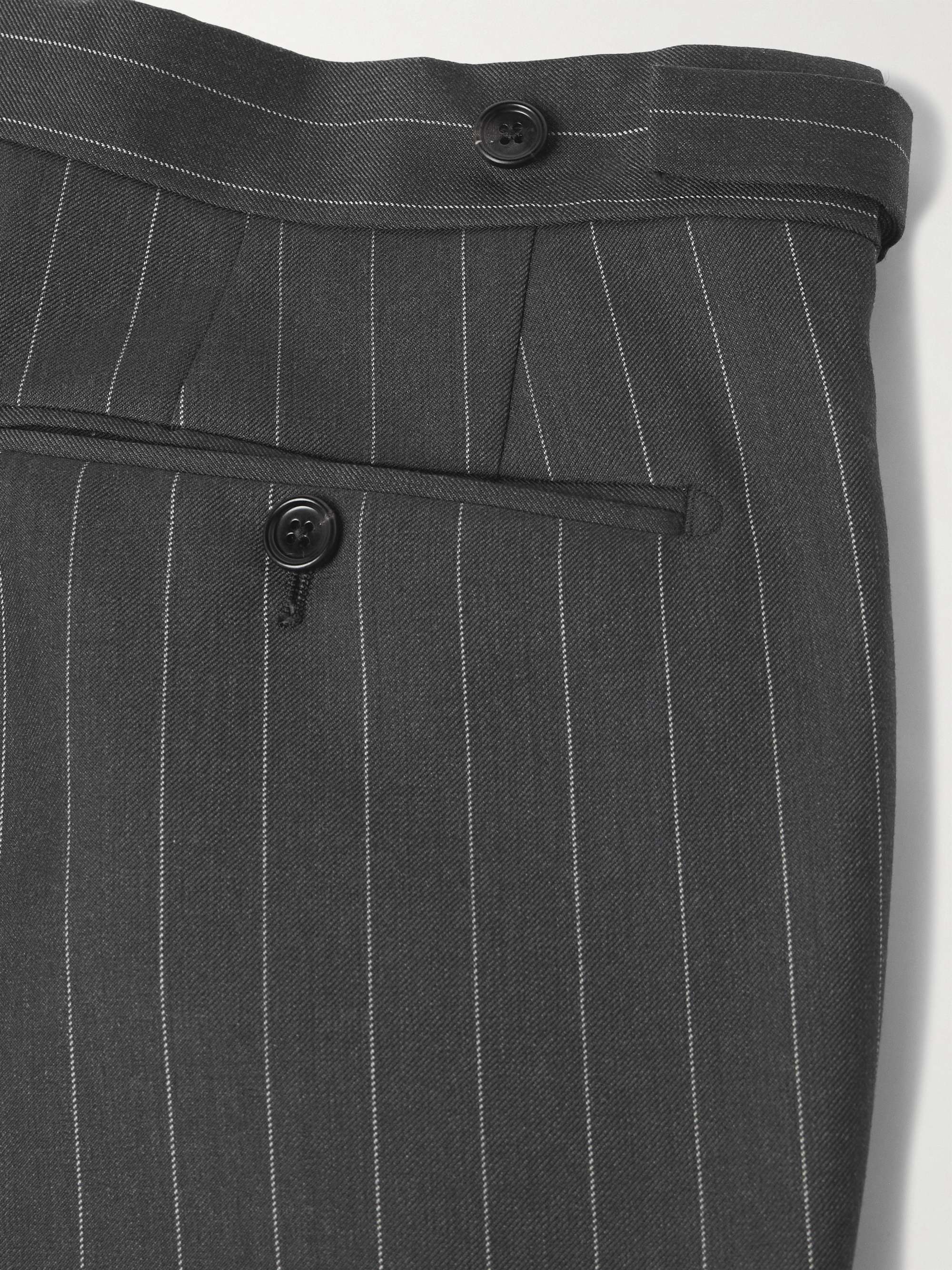 Tapered Pinstriped Wool and Mohair-Blend Twill Suit Trousers view