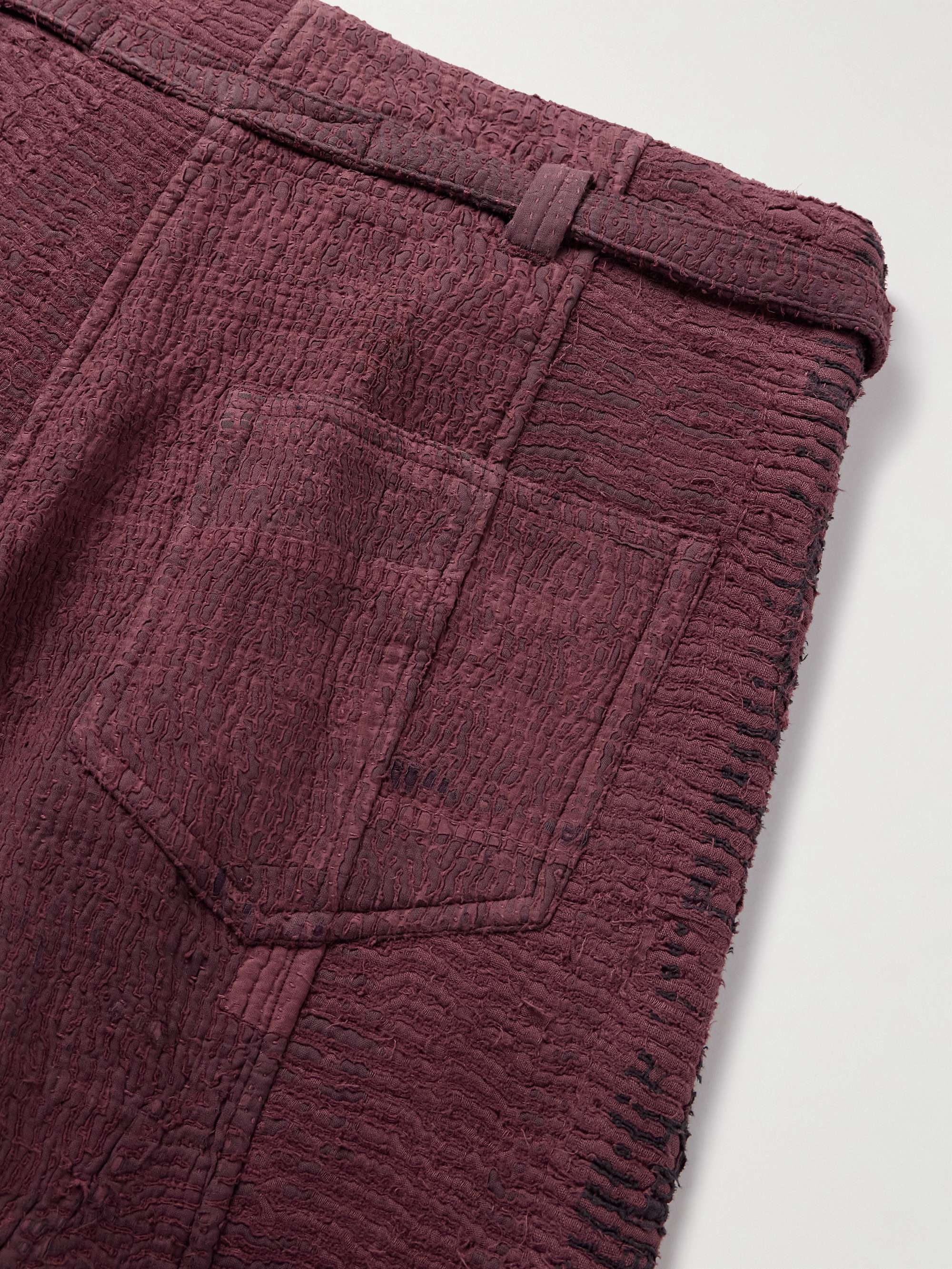 Judo Belted Upcycled Textured-Cotton Trousers view