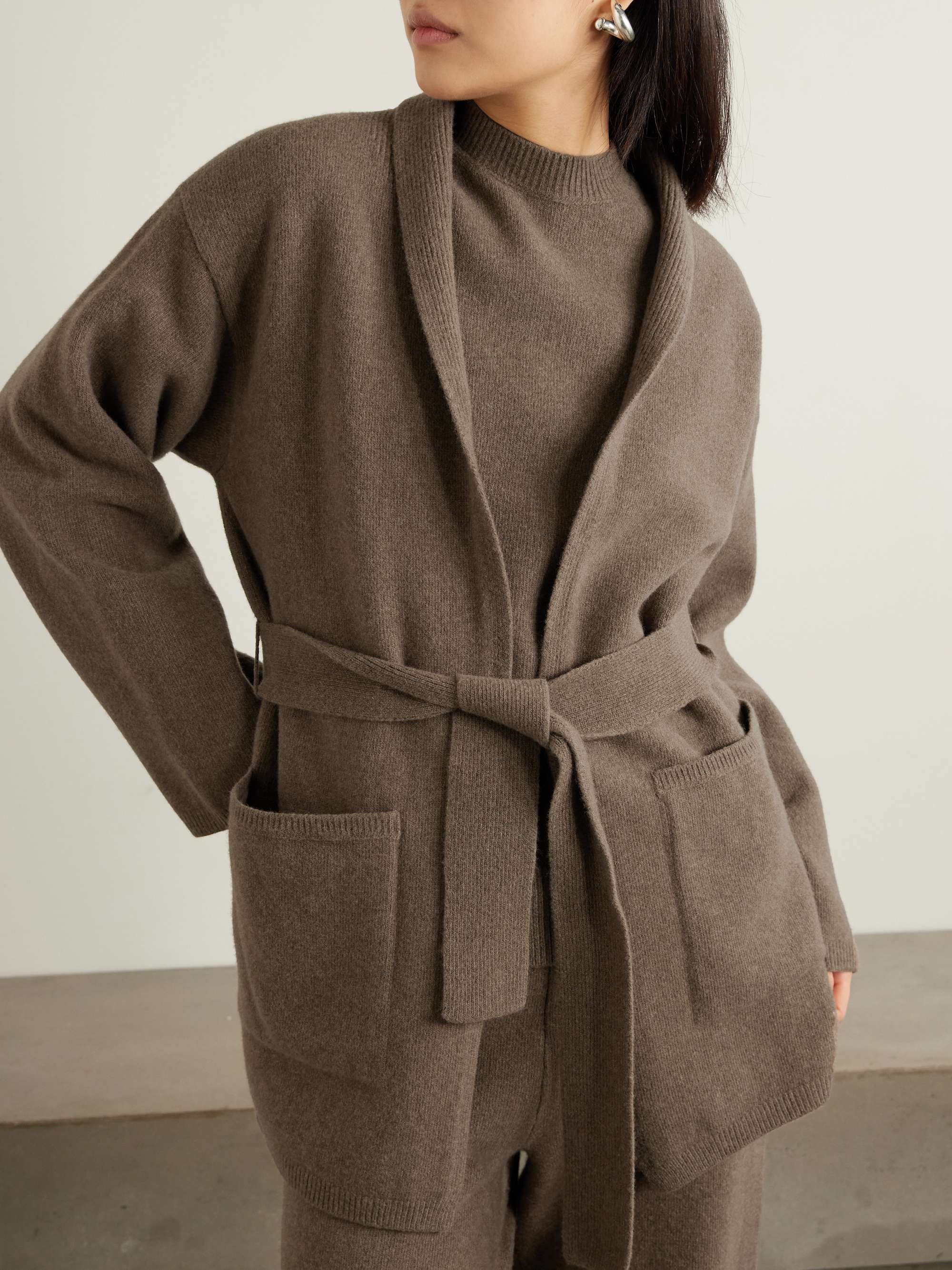 Belted wool-blend cardigan view